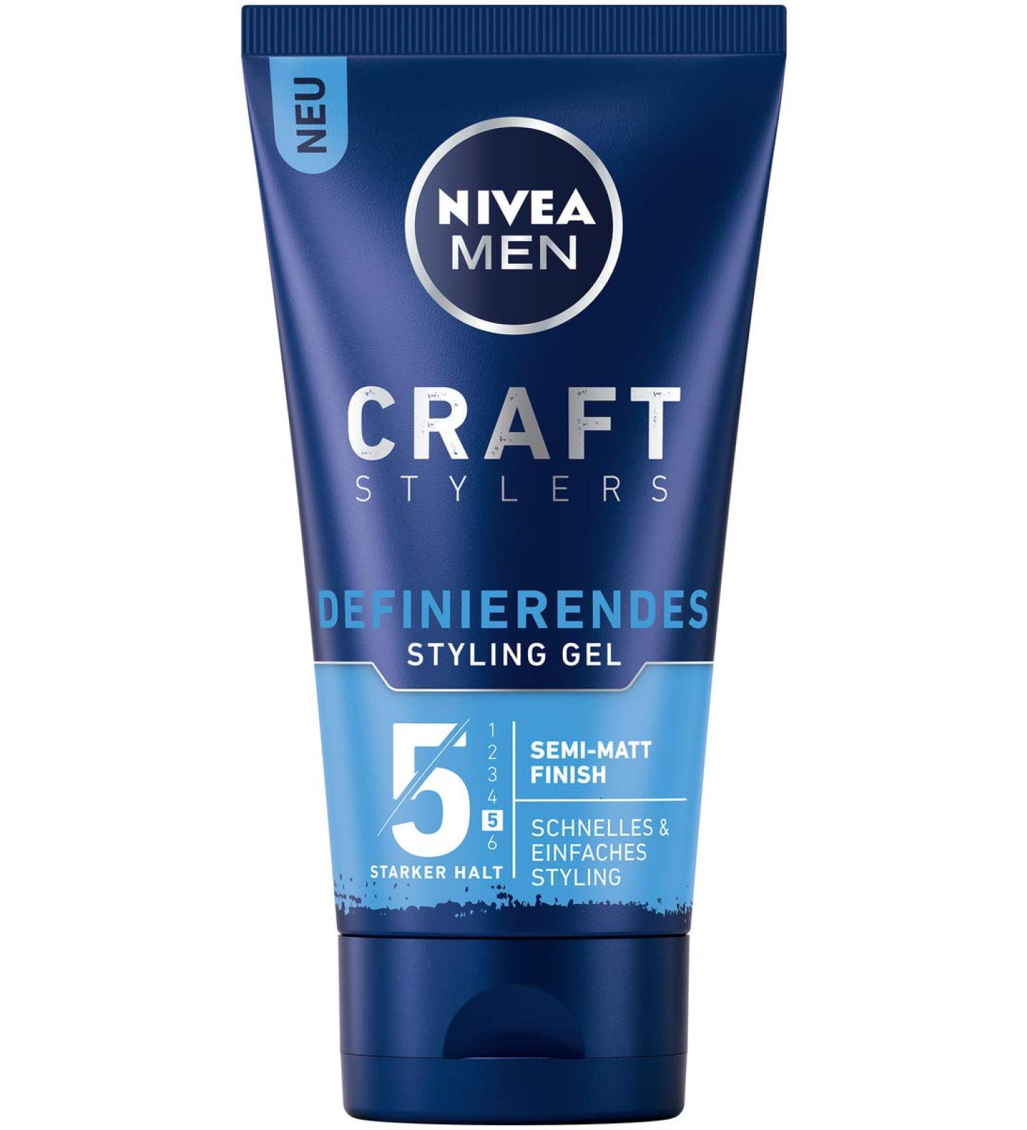 Beiersdorf NIVEA MEN Hair Gel with SemiMatte Finish Easy Hair Styling with Strong Grip Hair Gel for Men with Vitamin E Artisan Stylers Defining Styling Gel 150 ml - Buy Online on GoSupps.com