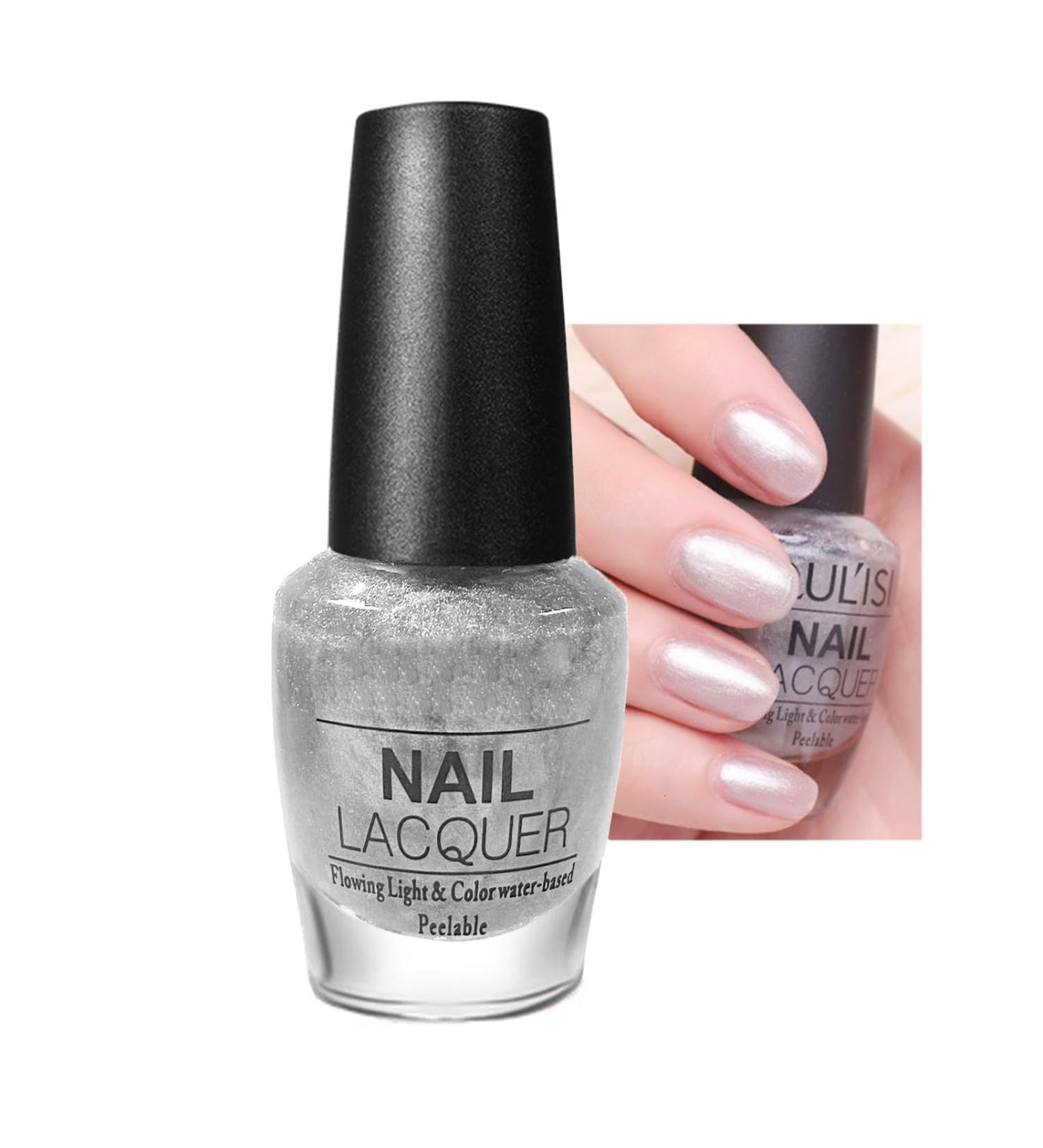 Glitter Nail Polish Nail Varnish - Peeling Off Nail Varnish - Quick Dry & Long Lasting Holographic Nail Polish - No UV Needed - Nail Polish for Women Girls Gift DIY (Silver) - Buy Online on GoSupps.com