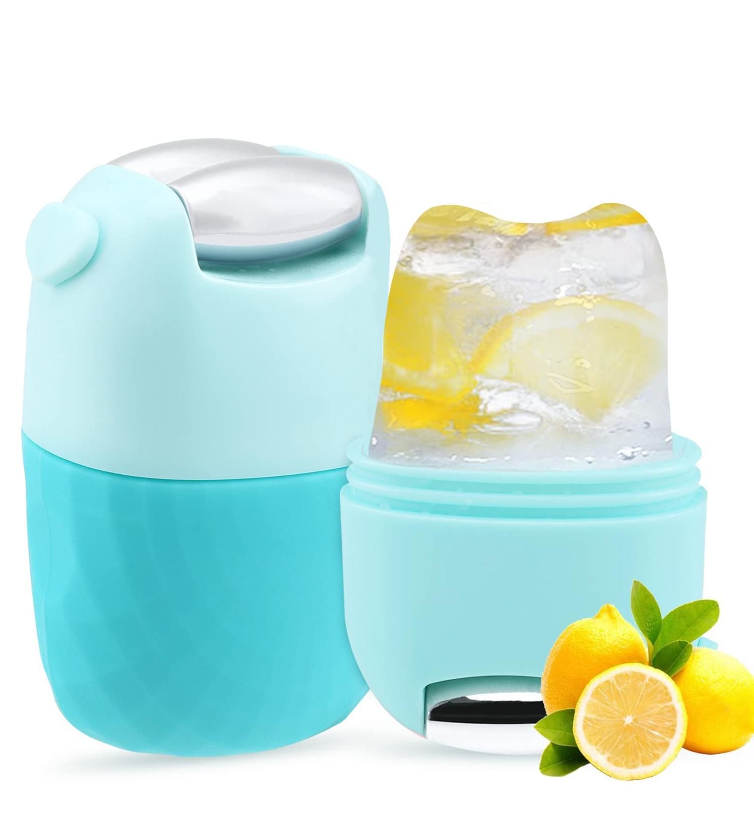 Ice Roller 2 IN 1 Facial Massager for Eyes & Neck - Puffiness Relief & Depuffing Eye Bags - Reusable Silicone Beauty Tool - Blue - Buy Online on GoSupps.com