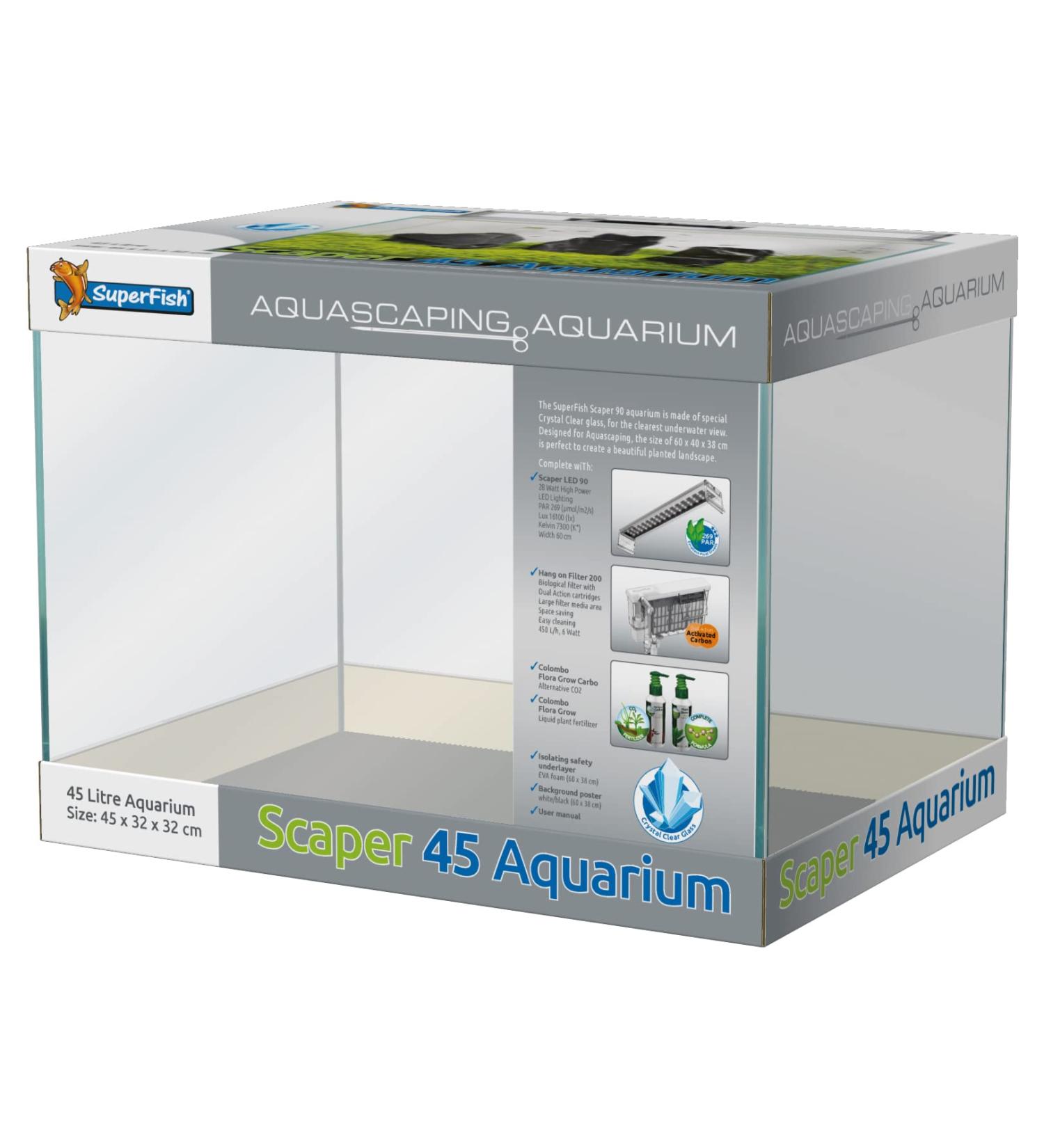 Superfish Scaper 45 Aquarium Starter Set Up White Black - Buy Online on GoSupps.com