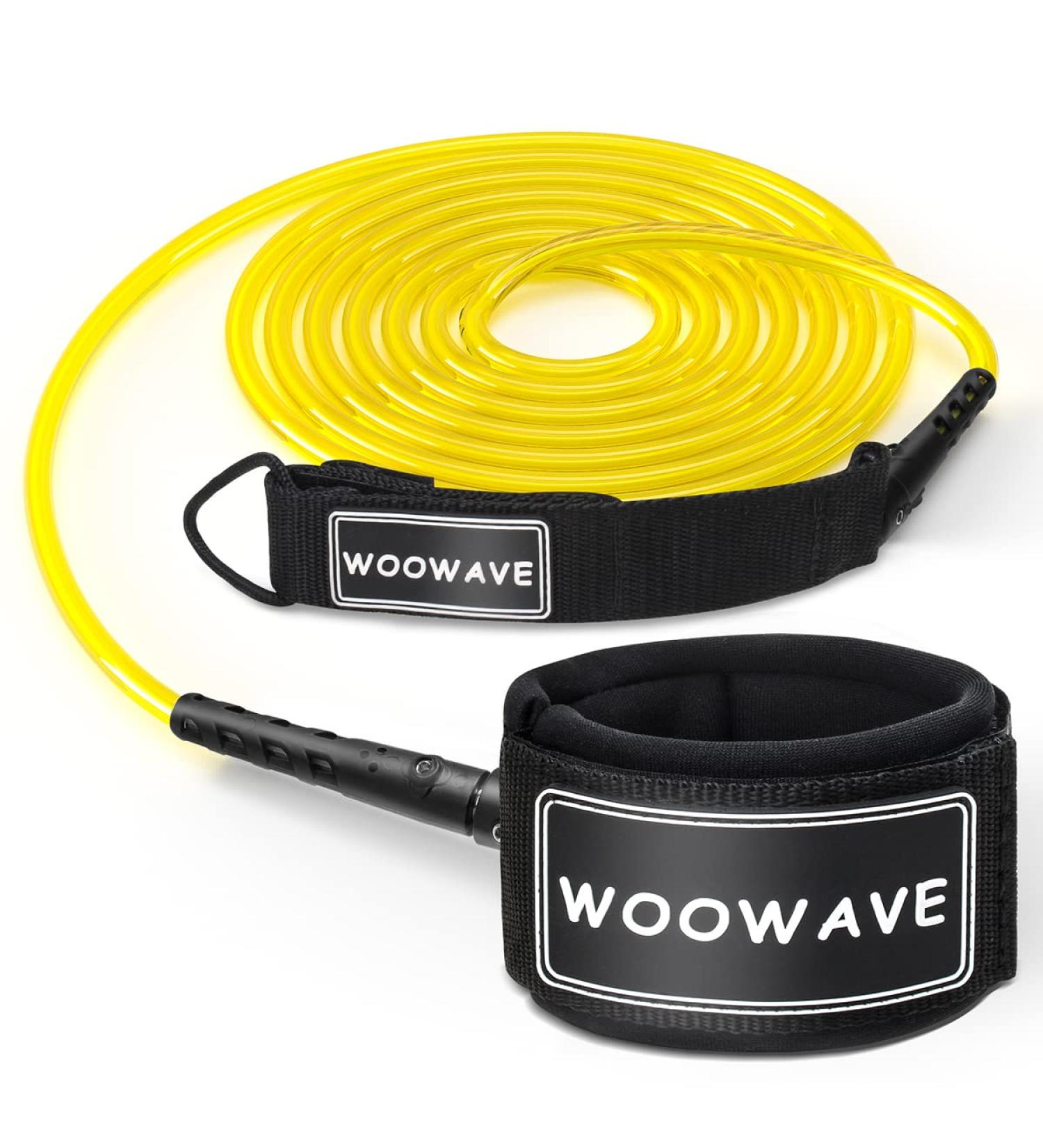 WOOWAVE 7ft Premium Surfboard Leash | Yellow/White 7mm Leg Rope for All Surfboards - Buy Online on GoSupps.com