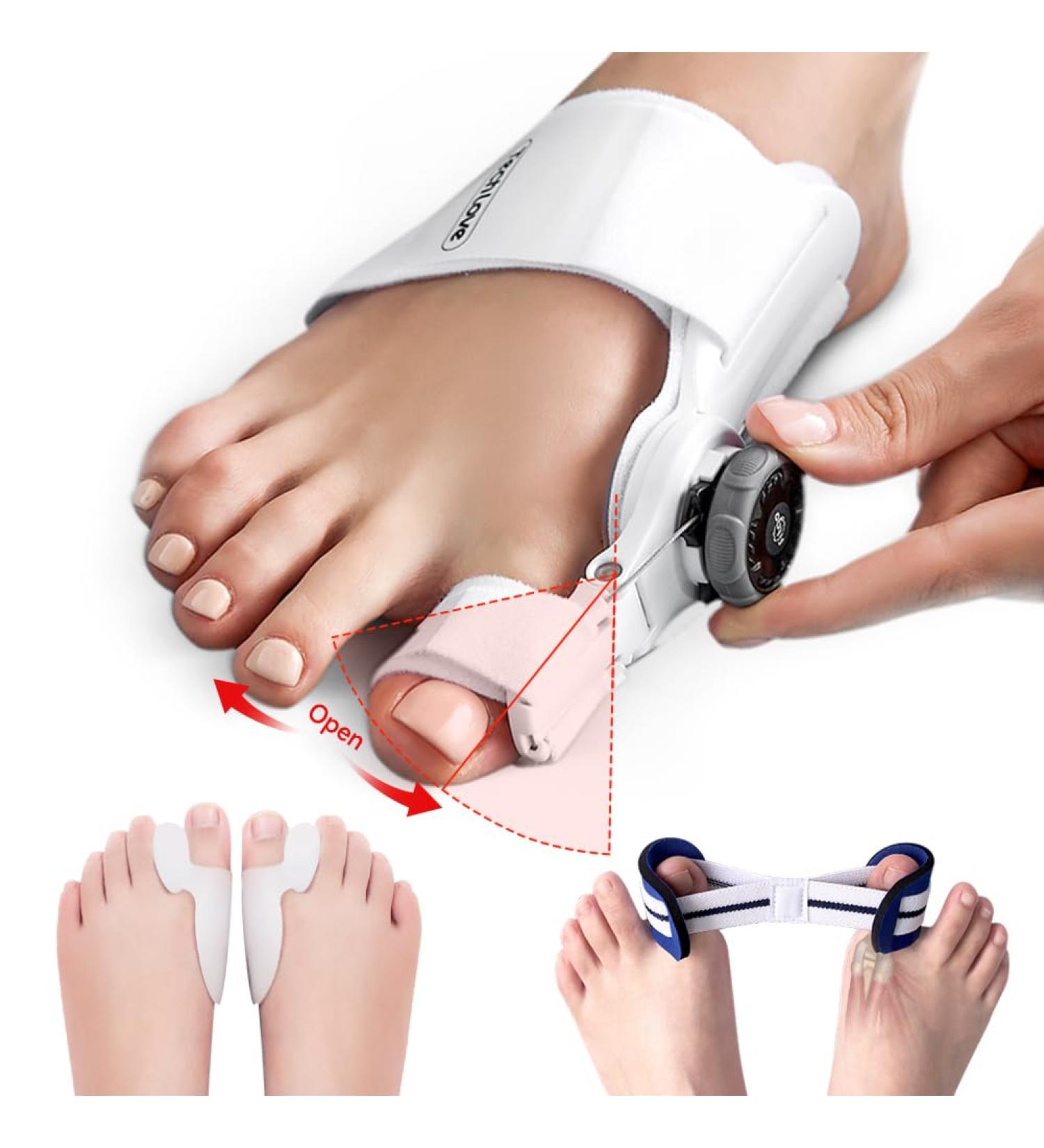 Tech Love Bunion Corrector Kit - Bunion Relief for Day & Night - Adjustable Splint, Toe Separators, Exercise Band included - Buy Online on GoSupps.com