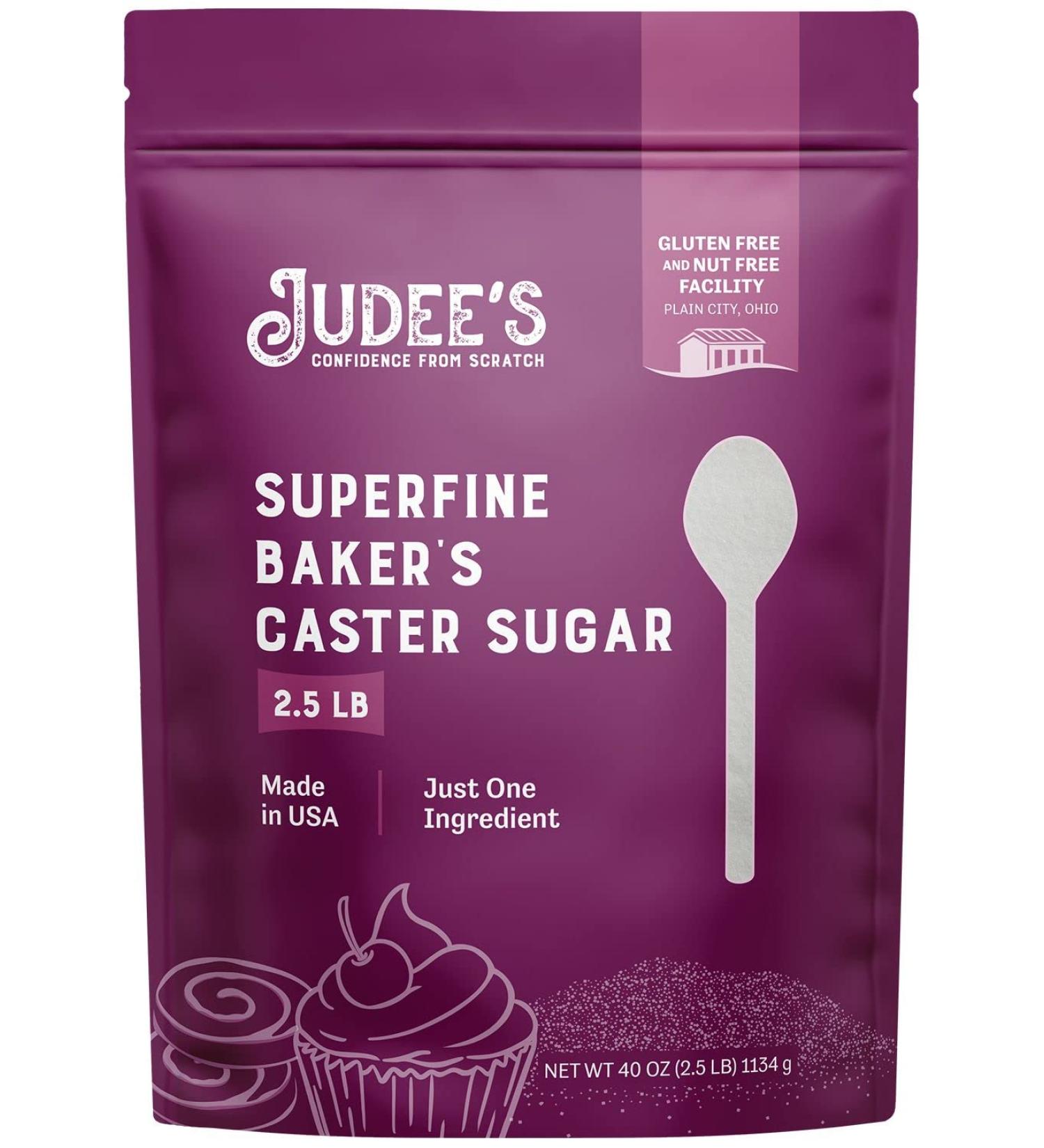 Judees Superfine Caster Sugar 2.5 lb - Gluten-Free and Nut-Free - Perfect for Baking and Simple Syrups - Made in USA - Buy Online on GoSupps.com