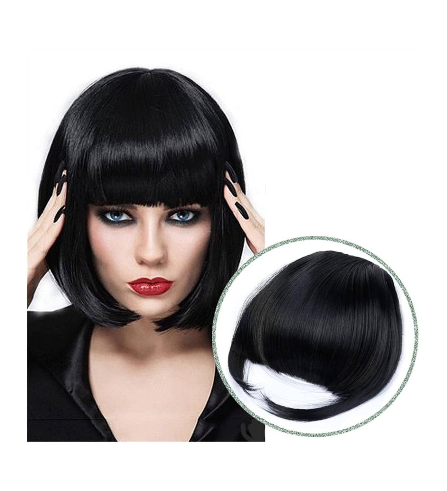 Bangs Clip in Bangs Fashion False Bangs Neat Fringe Hairpiece Thick Blunt Bangs Clip in Hair Extensions Synthetic Fake Bang Hair Piece Hair Accessories for Women Curved Bangs for Daily Wear (Color 2 thick bang - Buy Online on GoSupps.com