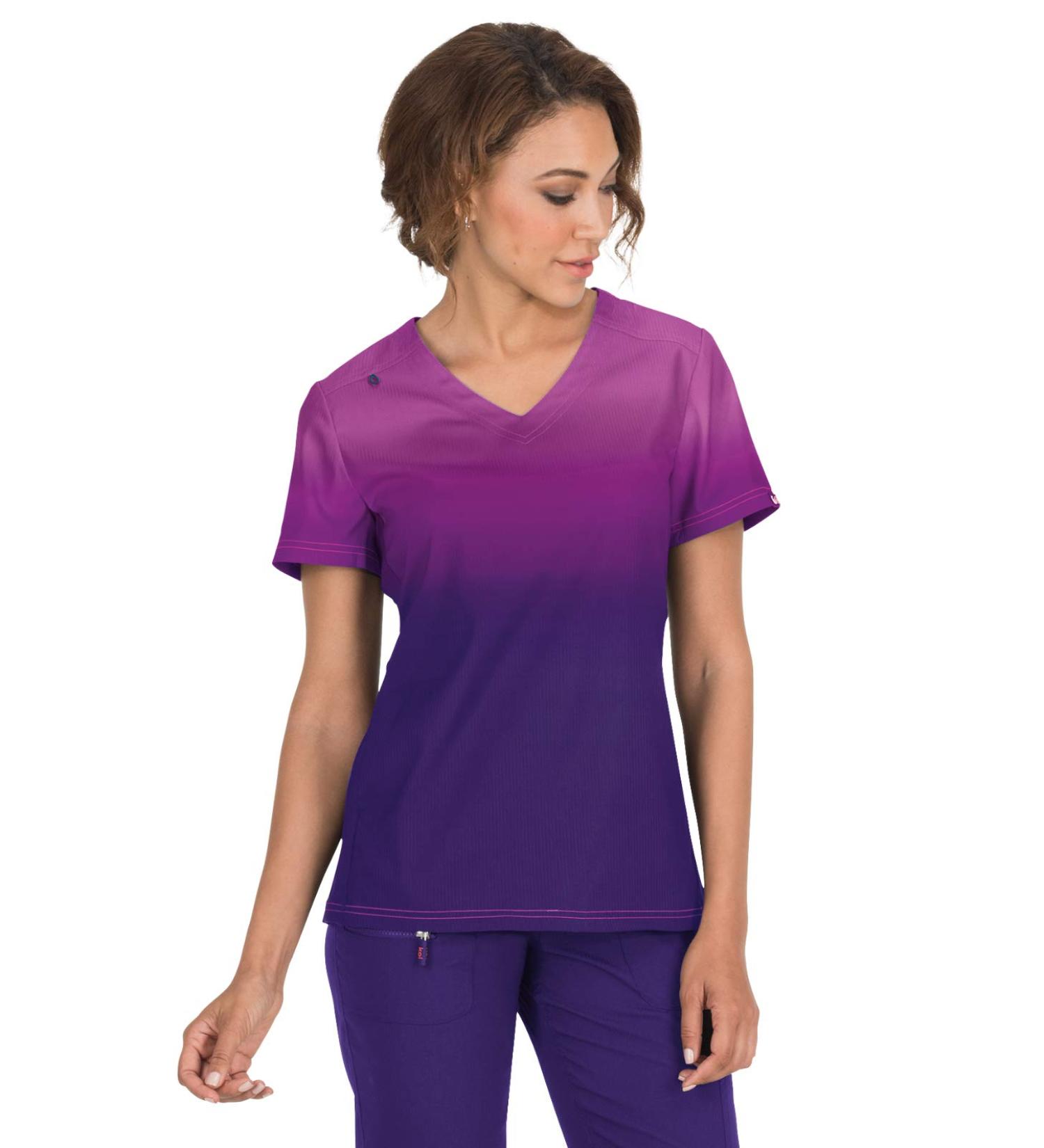 KOI Lite Zip Pocket Ombre Reform Scrub Top for Women Medium Mulberry/Grape - Buy Online on GoSupps.com