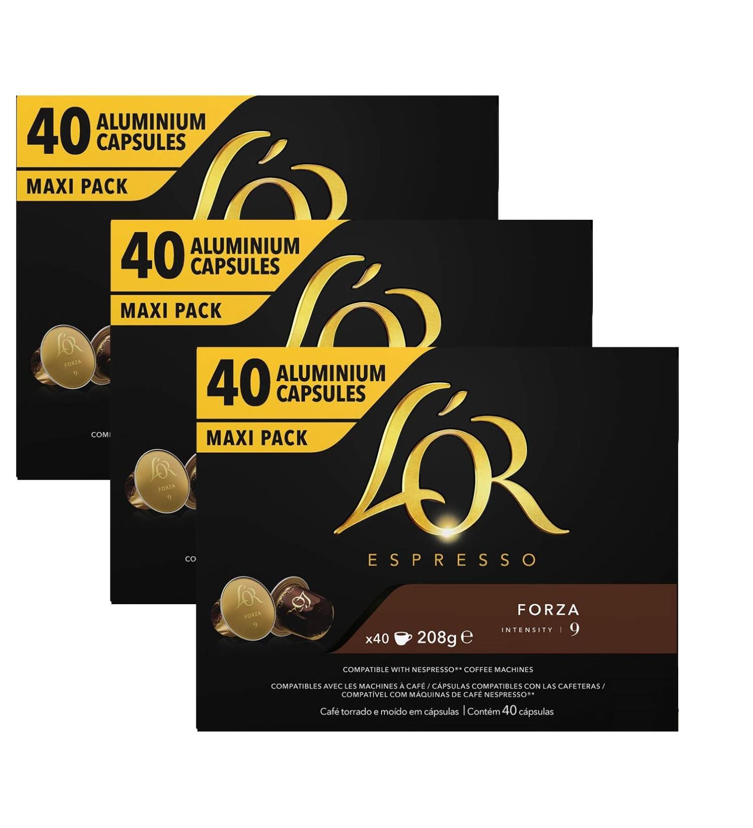 L'OR Espresso Coffee Forza Intensity 9 - Aluminium Coffee Capsules -3 Packs of 40 Capsules (120 Drinks) Oak Licorice 1 count (Pack of 120) - Buy Online on GoSupps.com