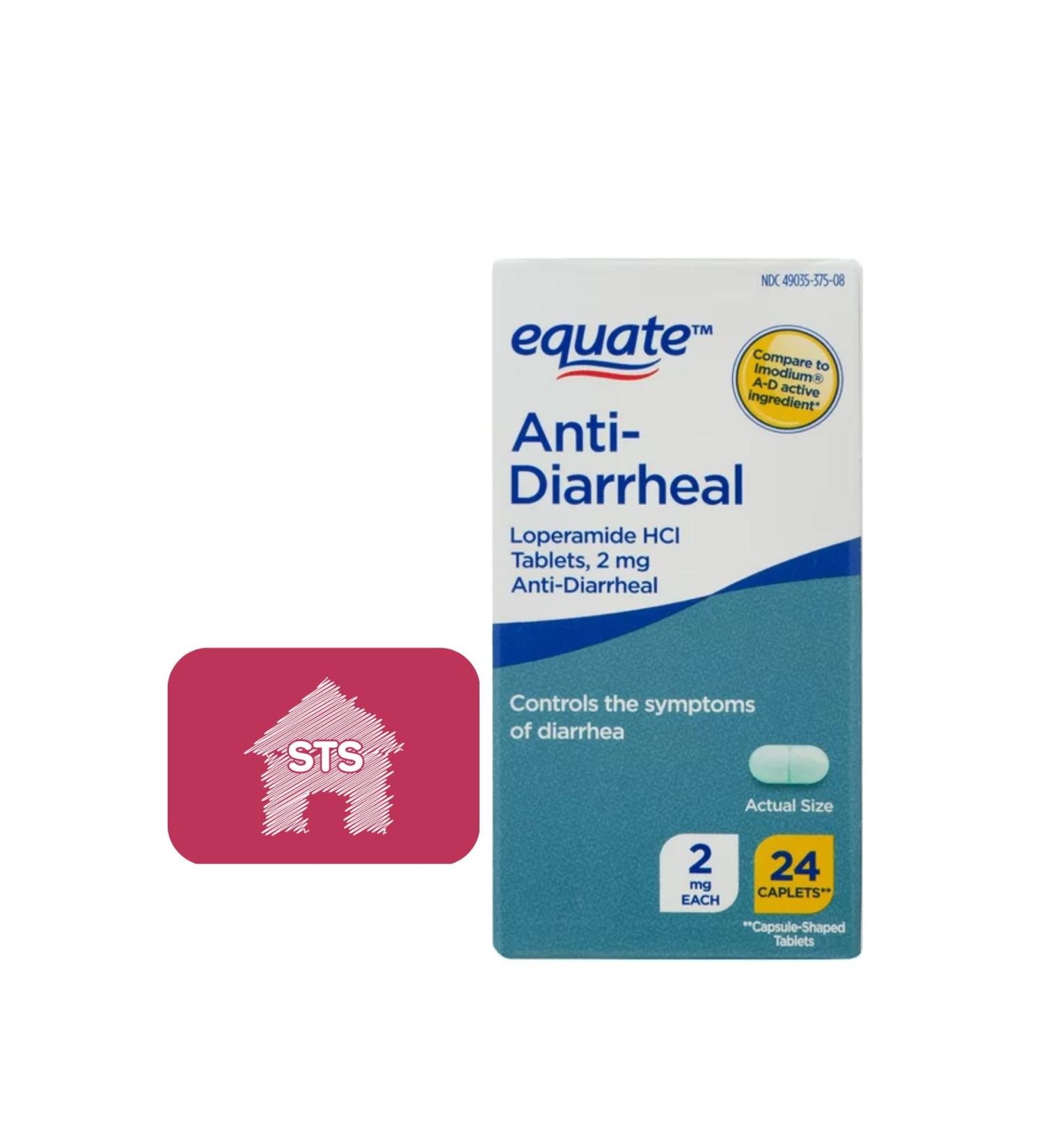 Equate Anti-Diarrheal Loperamide 2mg 24 Caplets with STS Sticker - Buy Online on GoSupps.com