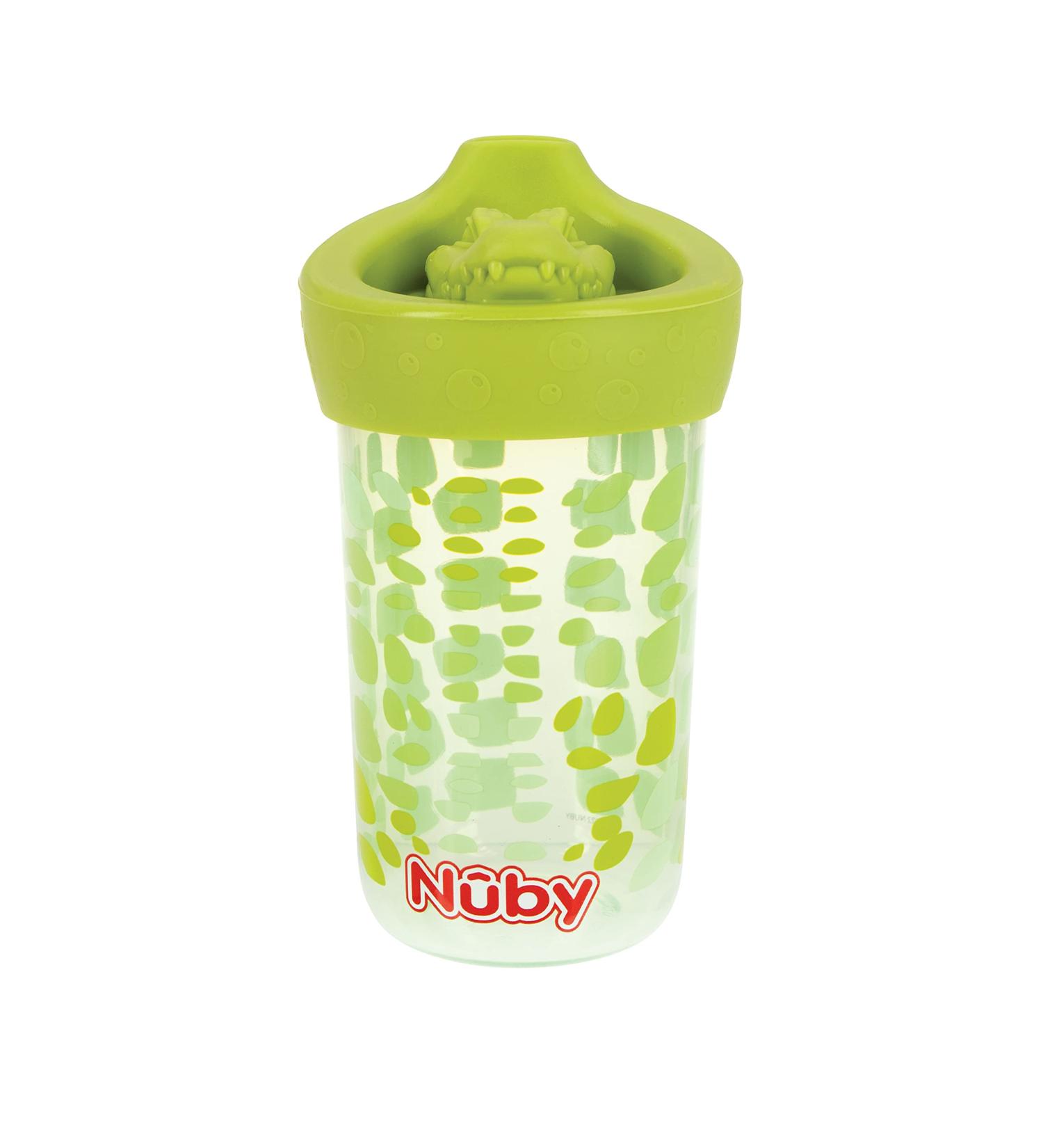 Nuby No Spill 3D Character Sippy Cup 12oz - Alligator Design with Soft Touch Flo Silicone Top - Buy Online on GoSupps.com