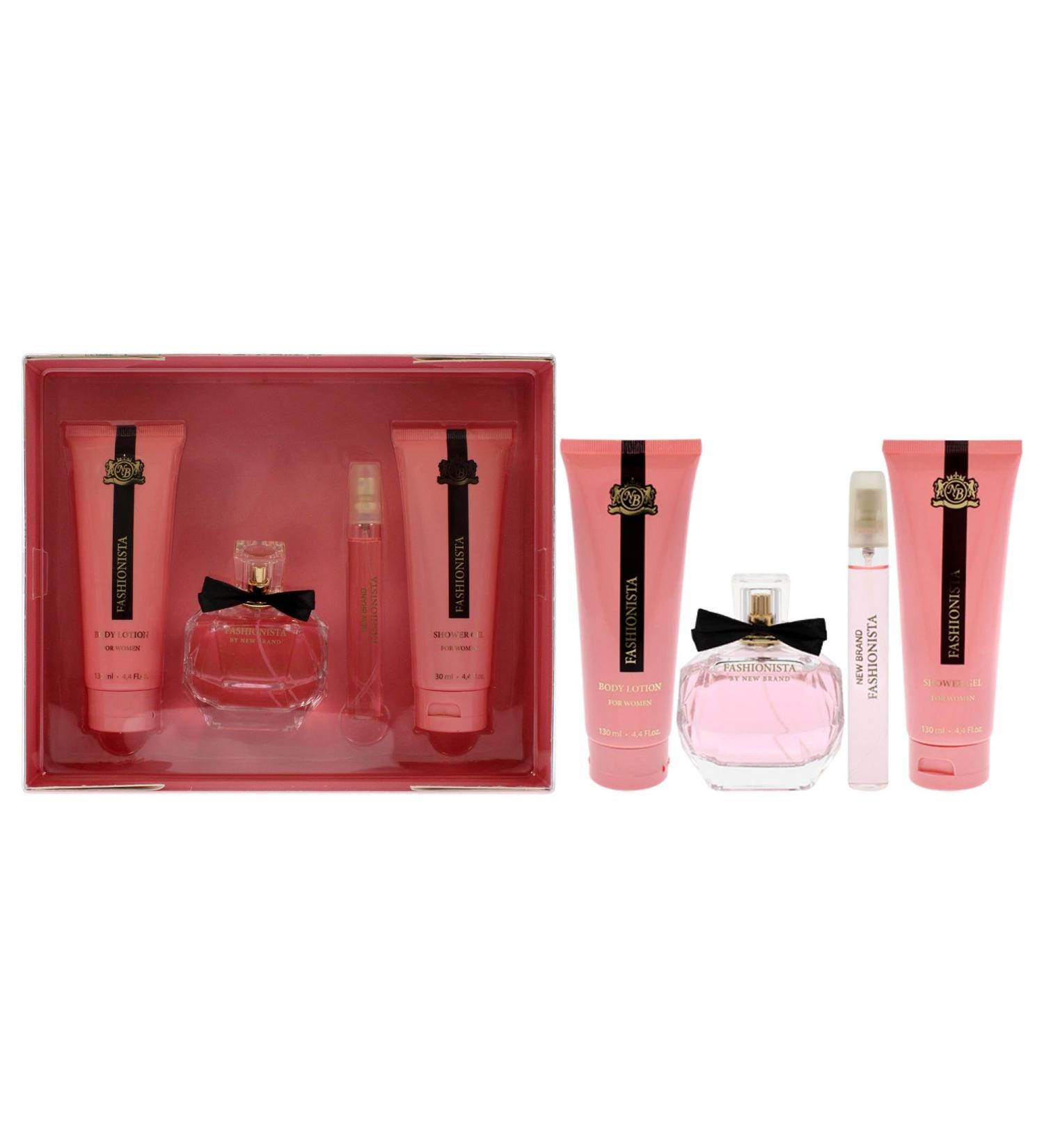 Prestige Fashionista by New Brand for Women - 4 Pc Gift Set 3.4oz EDP Spray 0.5oz EDP Spray 4.3oz Shower Gel 4.3oz Body Lotion - Buy Online on GoSupps.com