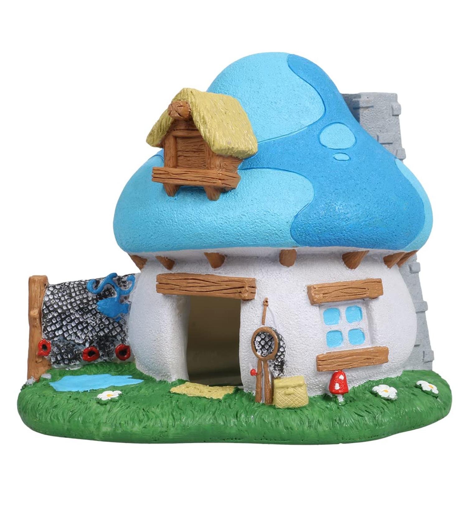 Aqua della figure Smurf Haus Fischer 13.4 x 9.8 x 11 cm very detailed and made from polyester resin non-toxic and pH-neutral for sweet and seawater aquariums