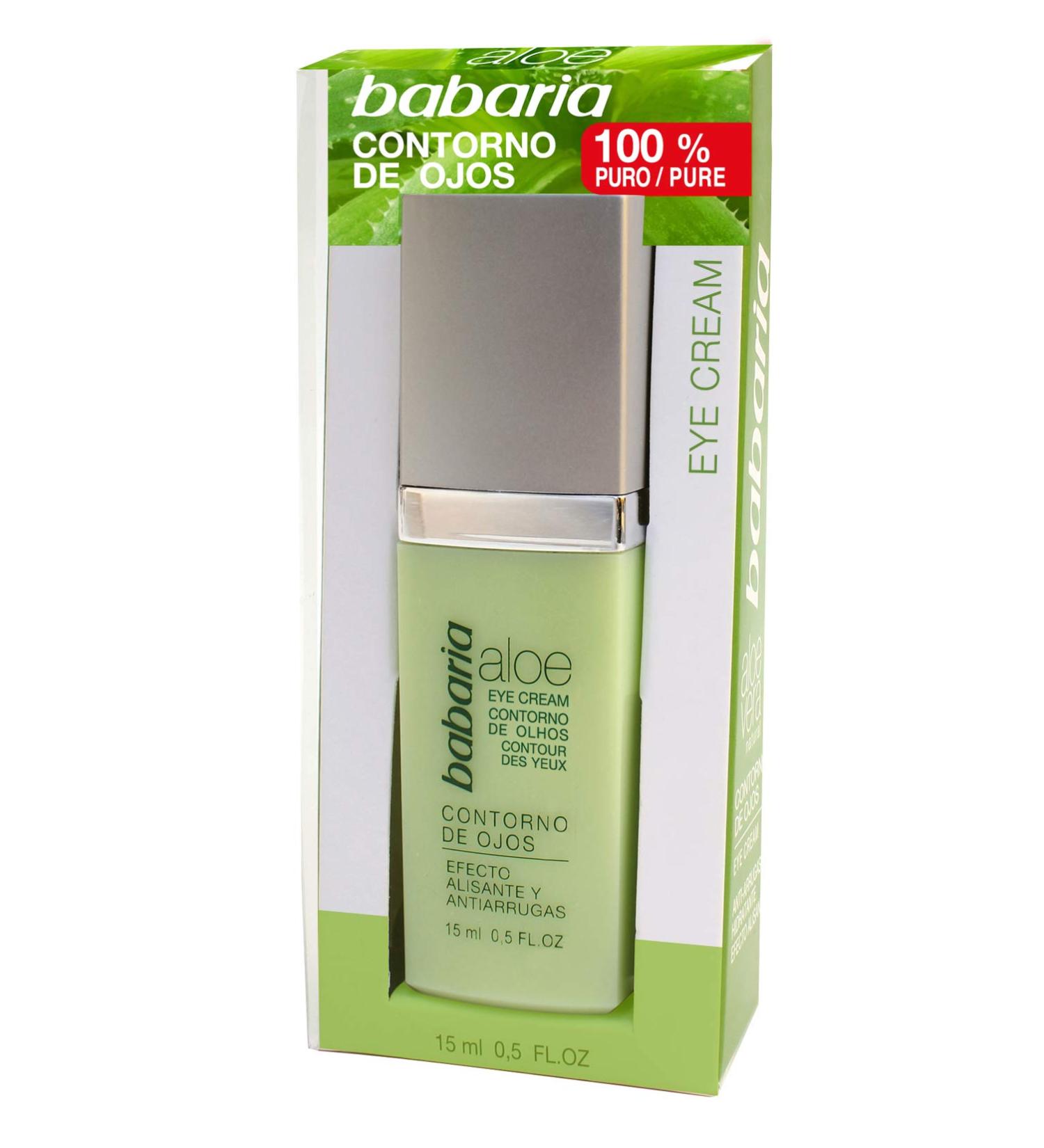 Babaria - Contorno de Ojos Antarrugas Efecto Alisante con aloe vera y 91% ingredientes de origen natural hidrata y Reafirma la piel vegano - 15 ml