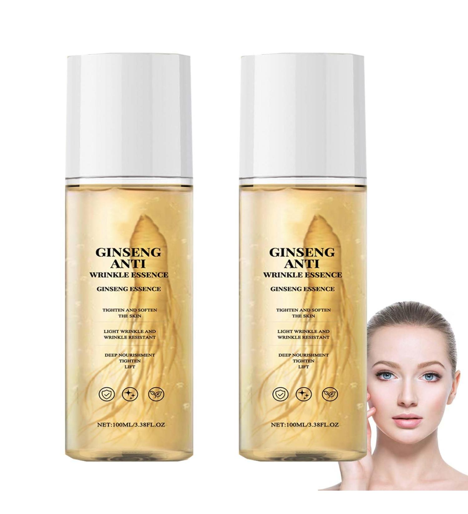  JASUBAI Ginseng Anti-Wrinkle Essence Serum with Vitamin E - Firming Lifting and Moisturizing Face Serum for Women and Men Reduces Fine Lines Wrinkles Tightens Mature Skin (2Pcs) - Buy Online on GoSupps.com
