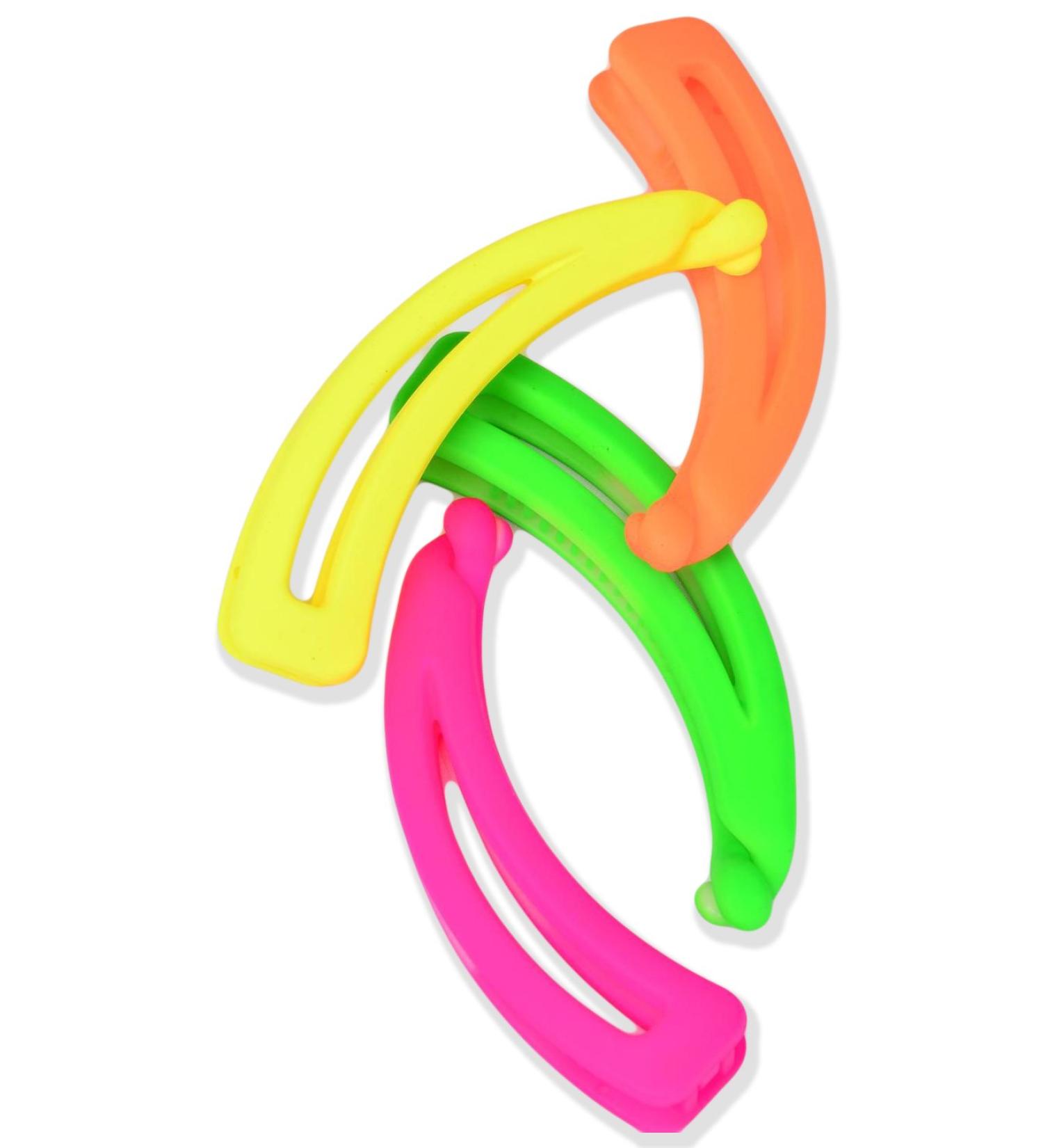 4 Pack Bright Neon Colored Banana Hair Clip 80s Accessories