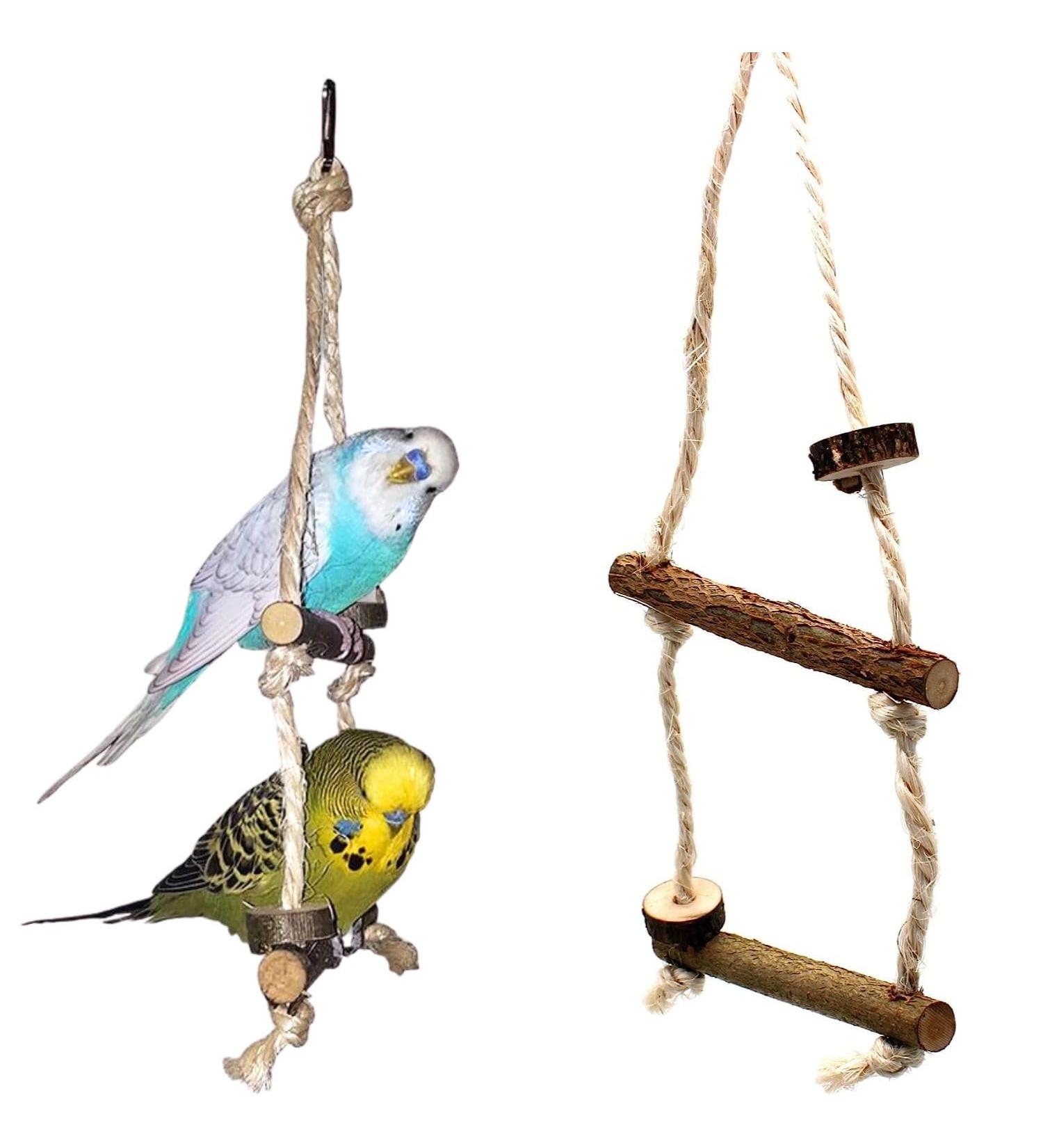 Handmade Natural Wood Budgie Swing for Two Birds | Bird Gallery | Premium Bird Toys - Buy Online on GoSupps.com