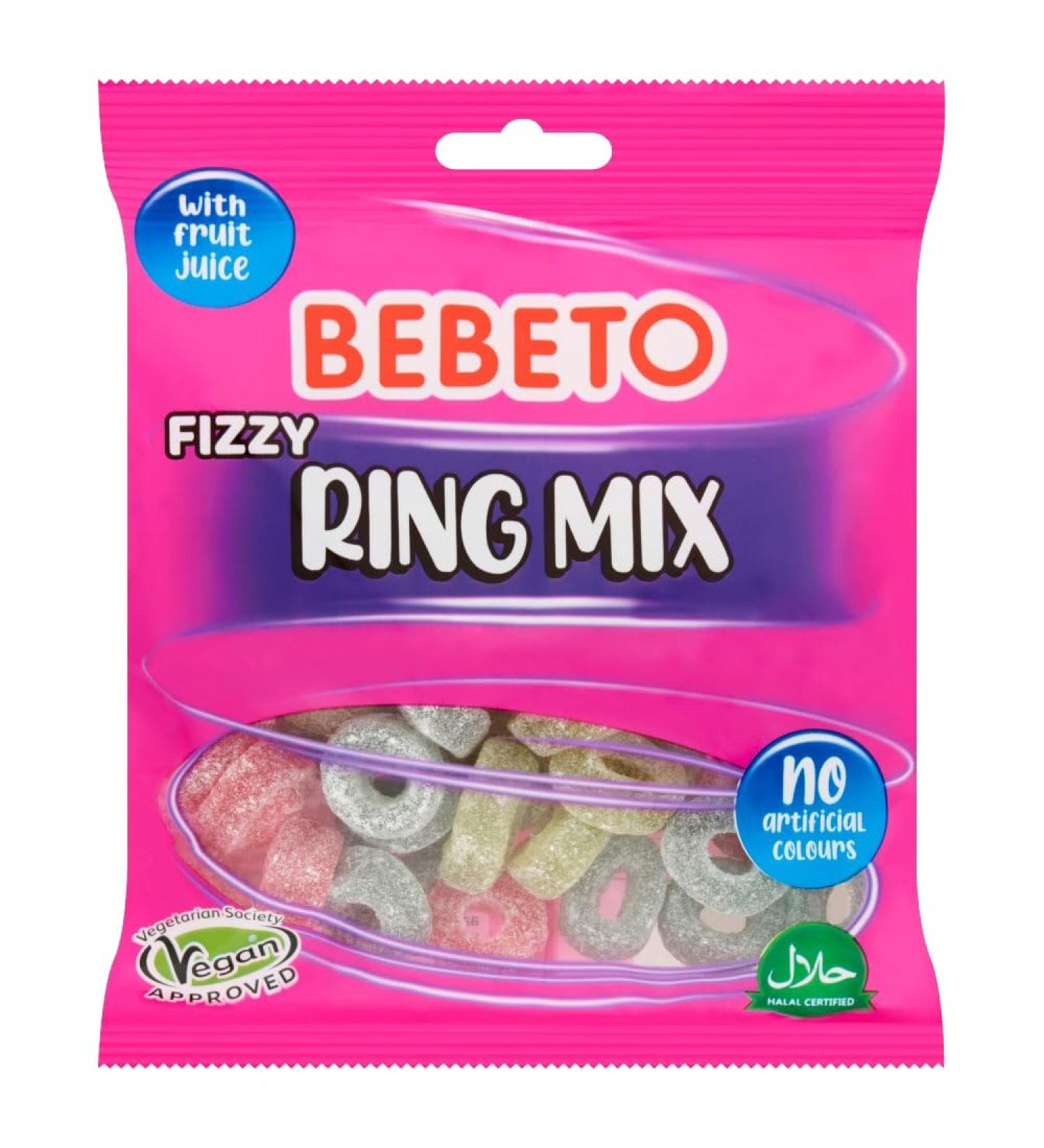 Bebeto Gummy Candies Assortment Flavors 150g Packs (3 Fizzy Ring Mix) Fizzy Ring Mix 3