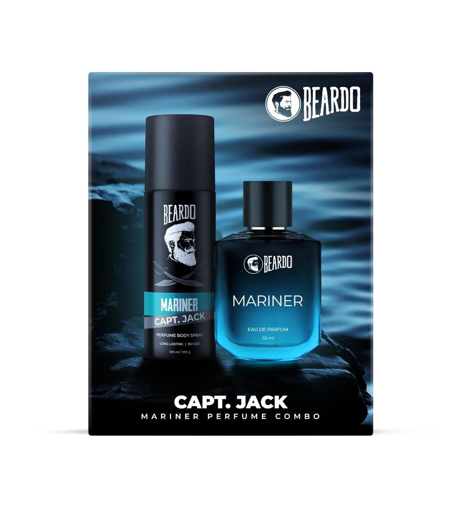 Beardos Mariner Perfume EDP 50ml & Mariner Captain Jack Perfume Body Spray 120ml | Eau De Parfum | Long Lasting Perfume for Men | Deodorant Body Spray for Men | Day Time Fragrance Body Spray For Men | - Buy Online on GoSupps.com