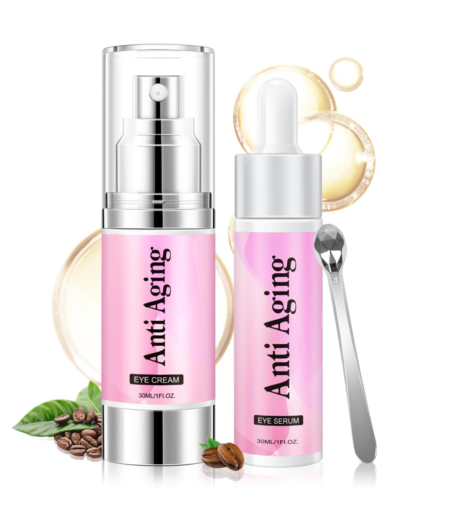 Caffeine Eye Serum Cream Kit for Dark Circles Under Eye Treatment Retinol Cream Anti Aging For Puffiness Bags And Wrinkles 2 Fl Oz Pink - Buy Online on GoSupps.com