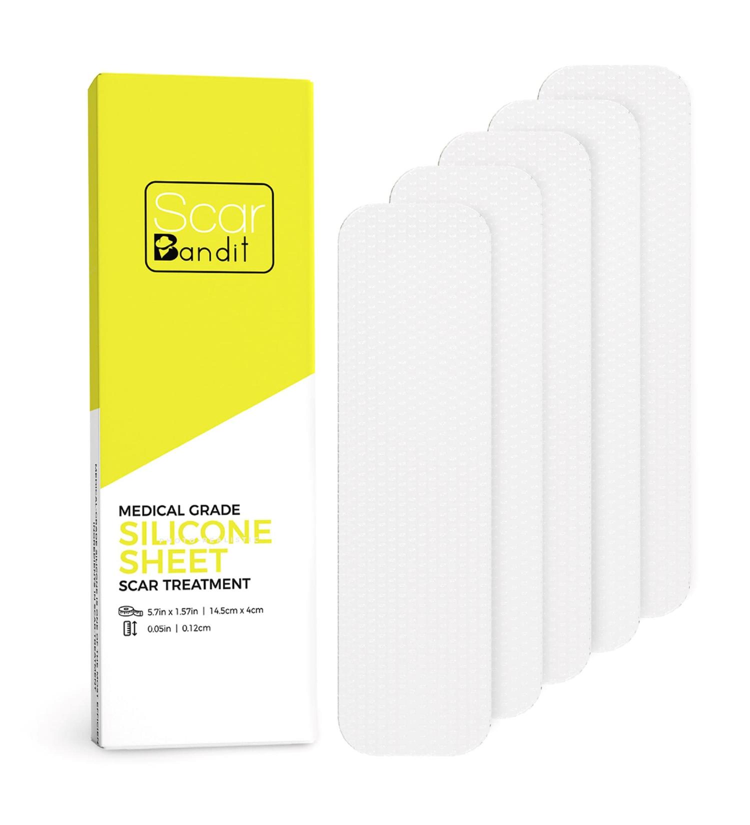 Scarbandit Silicone Sheet - Medical Grade Scar Healing Patch - 5pcs 5.7x1.57in - Promotes Collagen & Repair - Buy Online on GoSupps.com