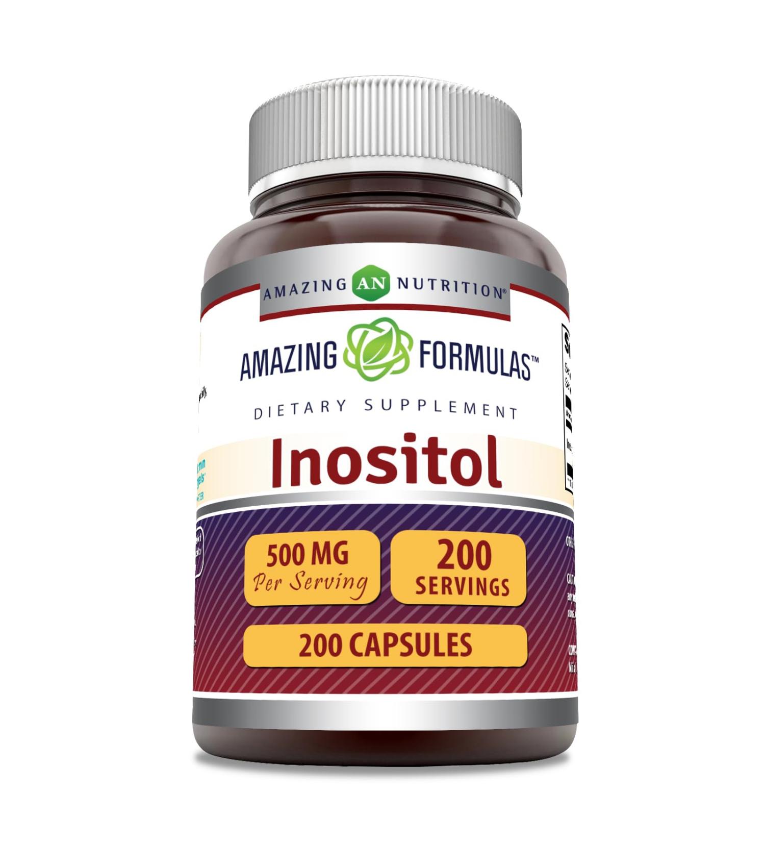 Amazing Formulas Inositol 500 mg 200 Capsules Supplement | Vitamin B8 | Non-GMO | Gluten Free | Made in USA