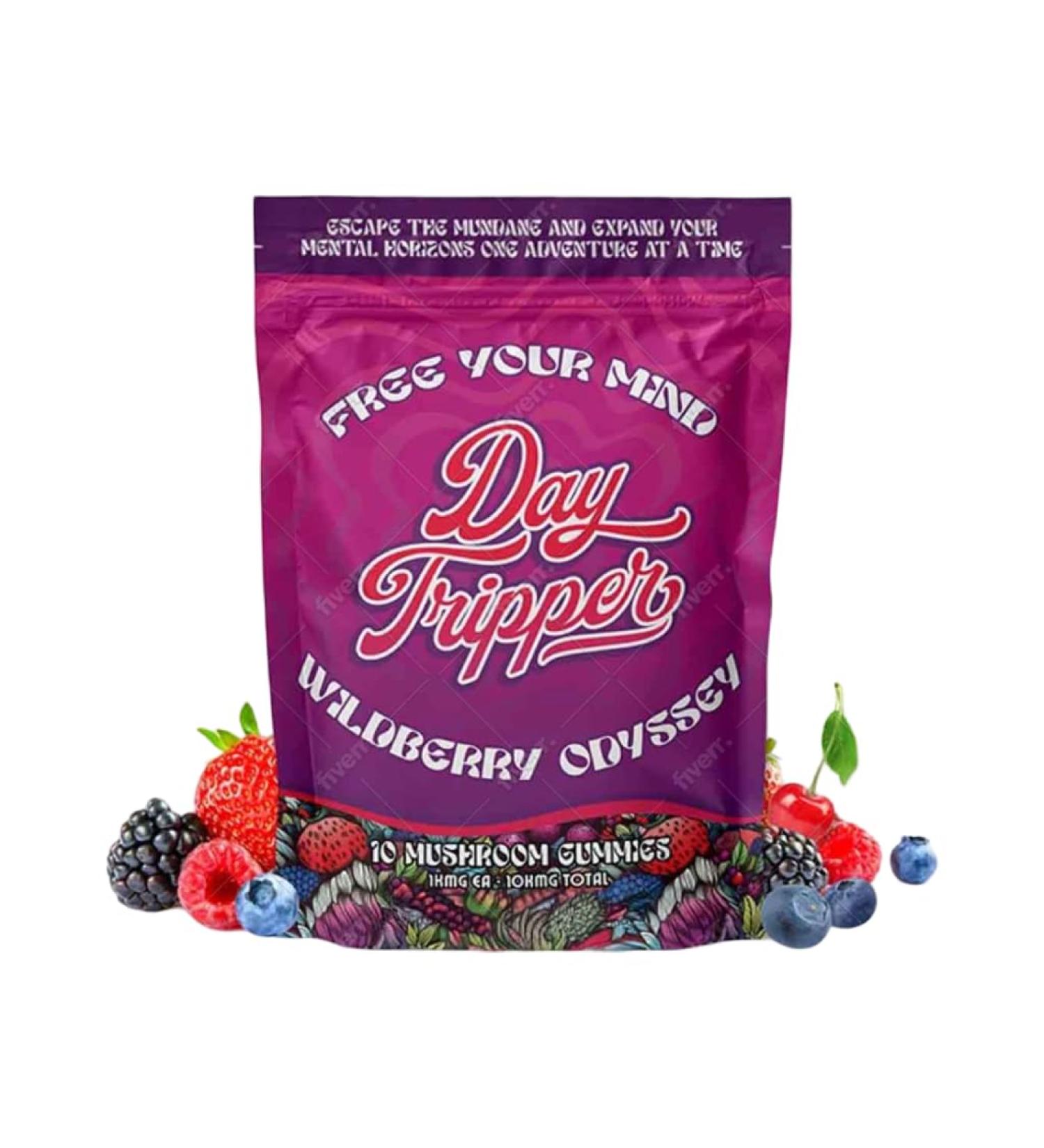 Day Tripper Wildberry Odyssey Mushroom Gummies Purple Berry Flavor 10 Count