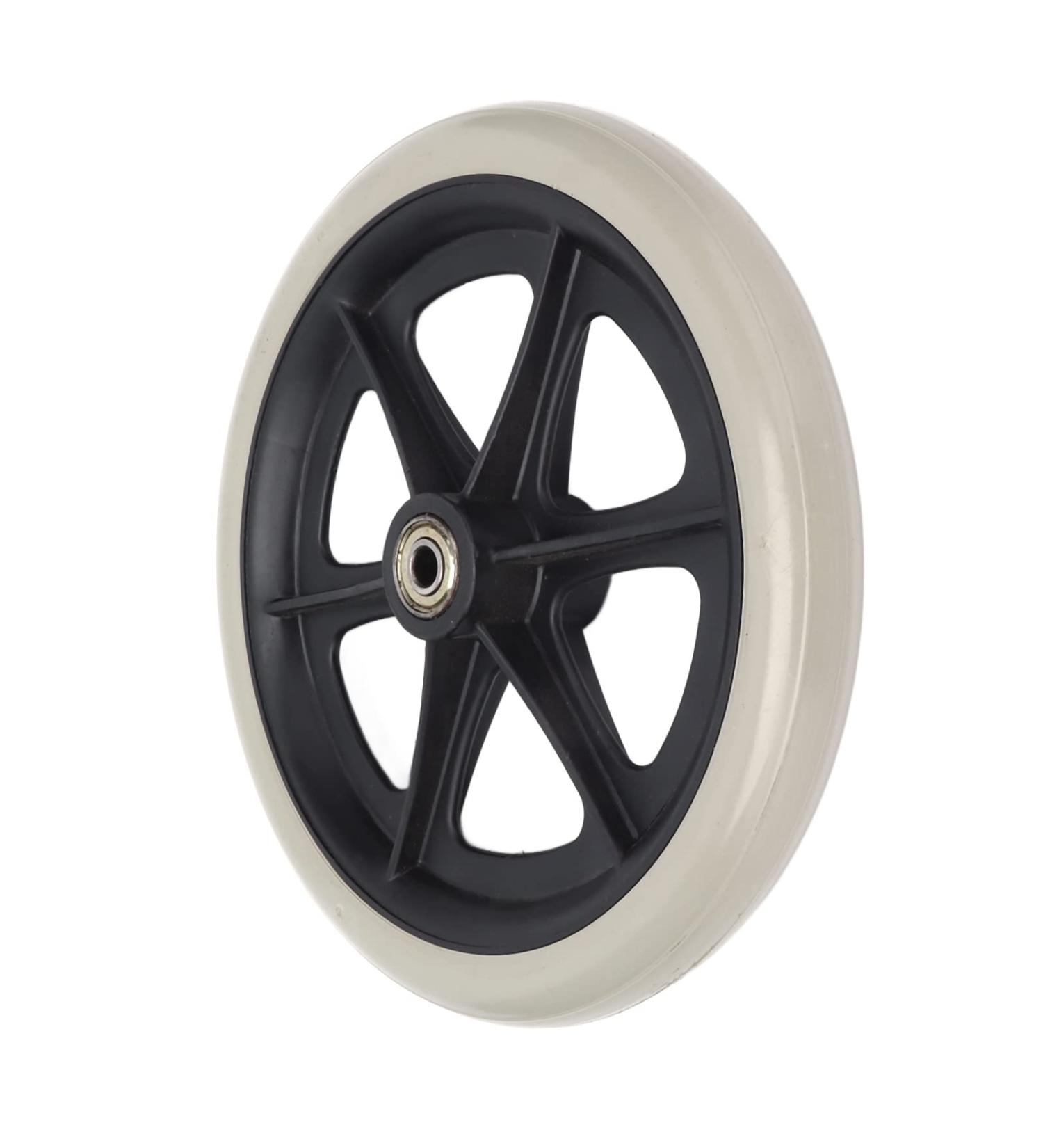 8 Inch Grey PU Wheelchair Wheel with Metal Ball Bearing Skidproof Walker Caster Replacement Six-Hole Thickened Hub Solid Wheel for Rollator - Buy Online on GoSupps.com