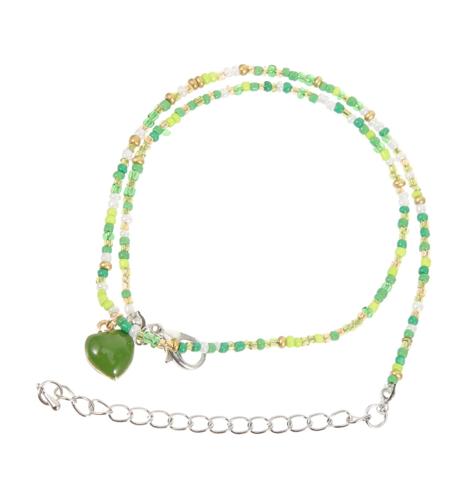 Mikinona Beaded Chocker Colorful Heart Pendant Womens Summer Accessories Beach Necklace Women Necklace Girl Set Bohemian As Shown 1 49X2CM - Buy Online on GoSupps.com