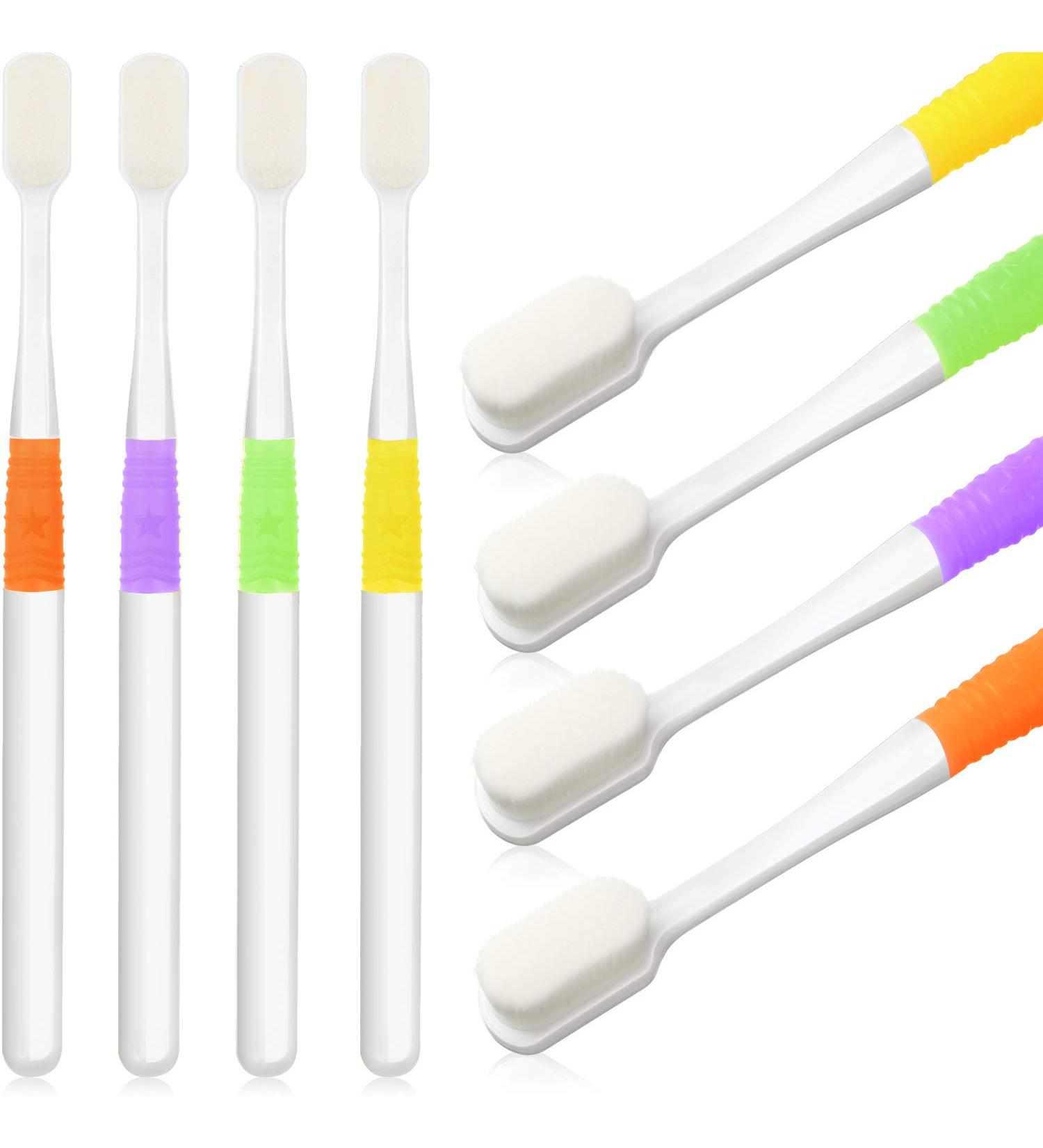 4-Piece Micro Nano Toothbrush Set - Extra Soft Bristle Manual Toothbrush for Sensitive Gums | 20 000 Bristles for Adults & Children - Buy Online on GoSupps.com