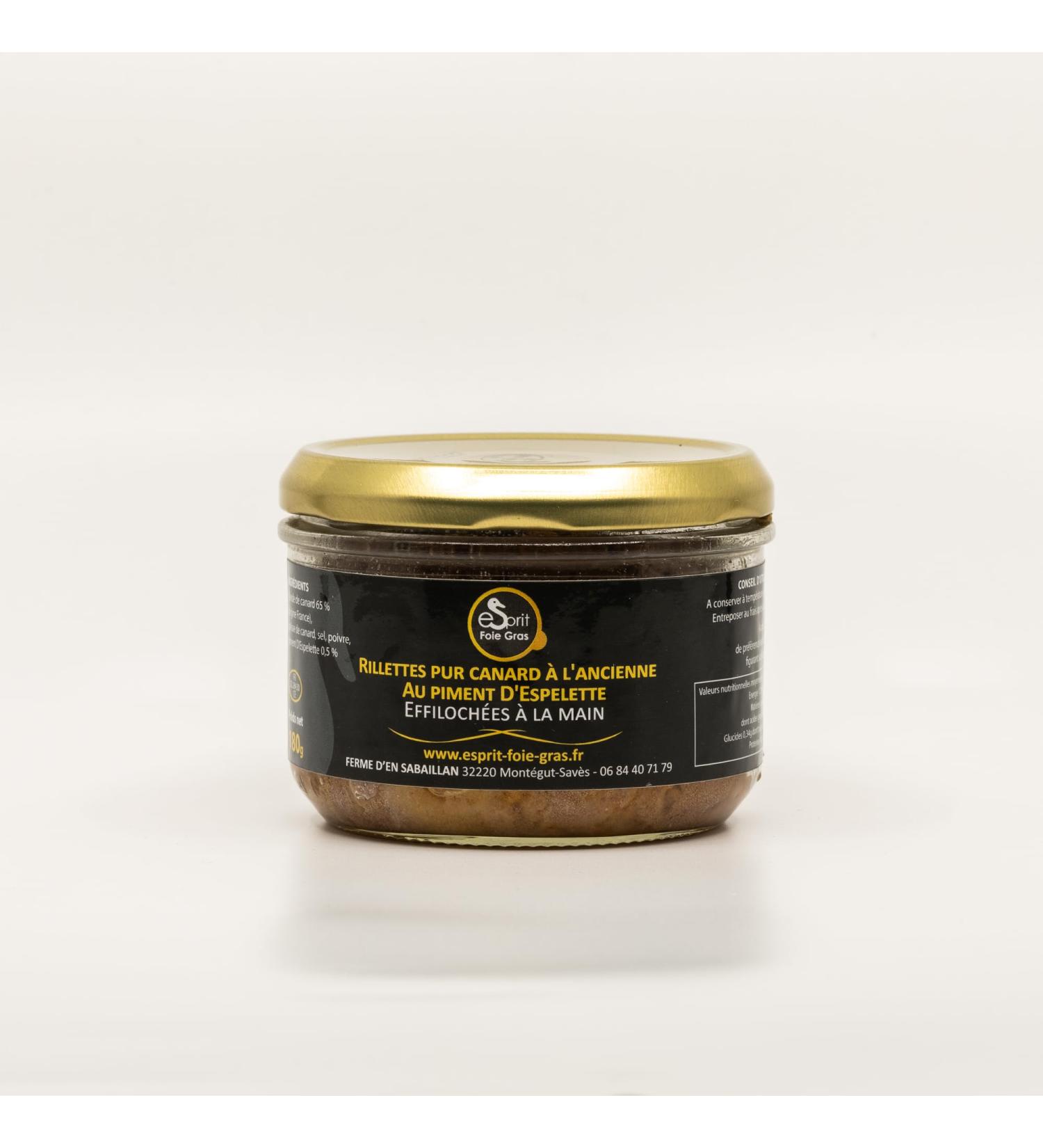 Esprit Foie Gras - Pure duck rillettes with Espelette pepper hand-frayed 180 g - Buy Online on GoSupps.com