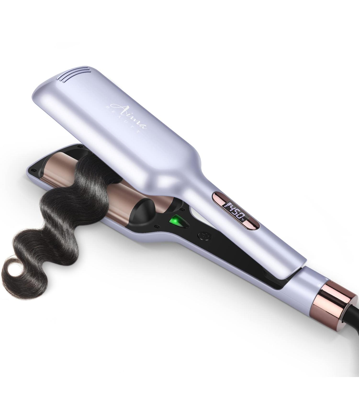 32mm Aima Beauty Twins Mermaid Hair Waver - Anti-Scald Curling Iron for Beach Waves | 1.25 Inch Dual Barrel | Fast 15S Heating - Perfect for All Hair Types (Light Purple - Buy Online on GoSupps.com