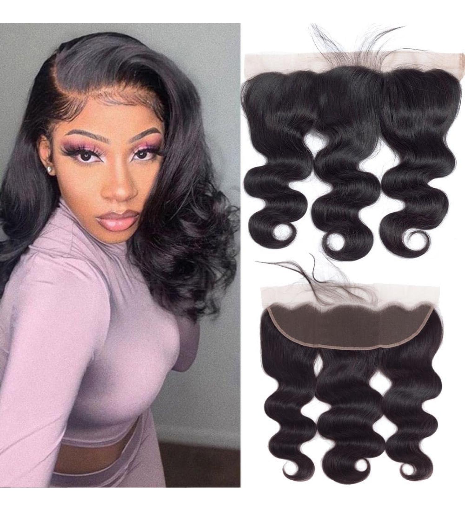 Hd Lace Frontal Body Wave 10 Inch 13X4 Human Hair Closure Ear To Ear Closure Free Part Pre Plucked With Baby Hair 150% Density Indian Real Remy Human Hair Natural Color - Buy Online on GoSupps.com