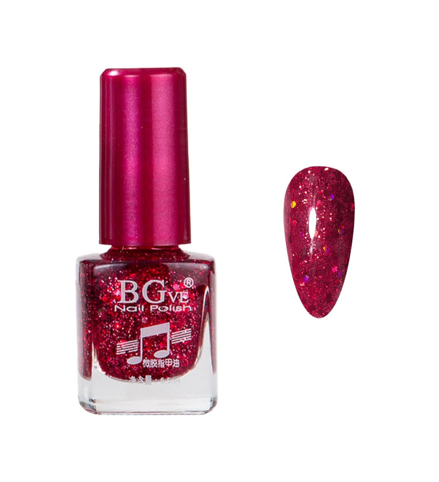 Glitter Nail Polish Carmine Red Quick Dry Nail Varnish Holographic Shining Sparkling Long Lasting No Need Cure Easy to Apply DIY Nail Art Manicure Gift for Women & Girls - Buy Online on GoSupps.com