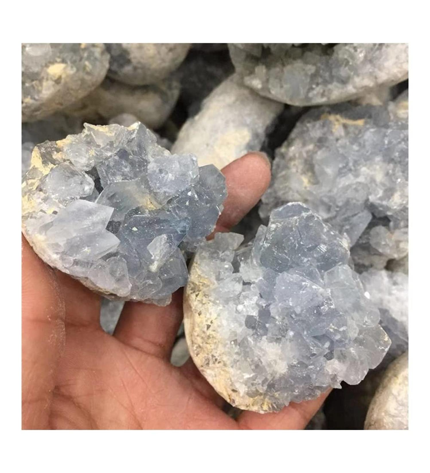 Stone Crafts Natural raw Blue Celestine Crystal Gemstone geode Metaphysical Rough Stone for Home Decor Stone Crystal Reiki - Buy Online on GoSupps.com