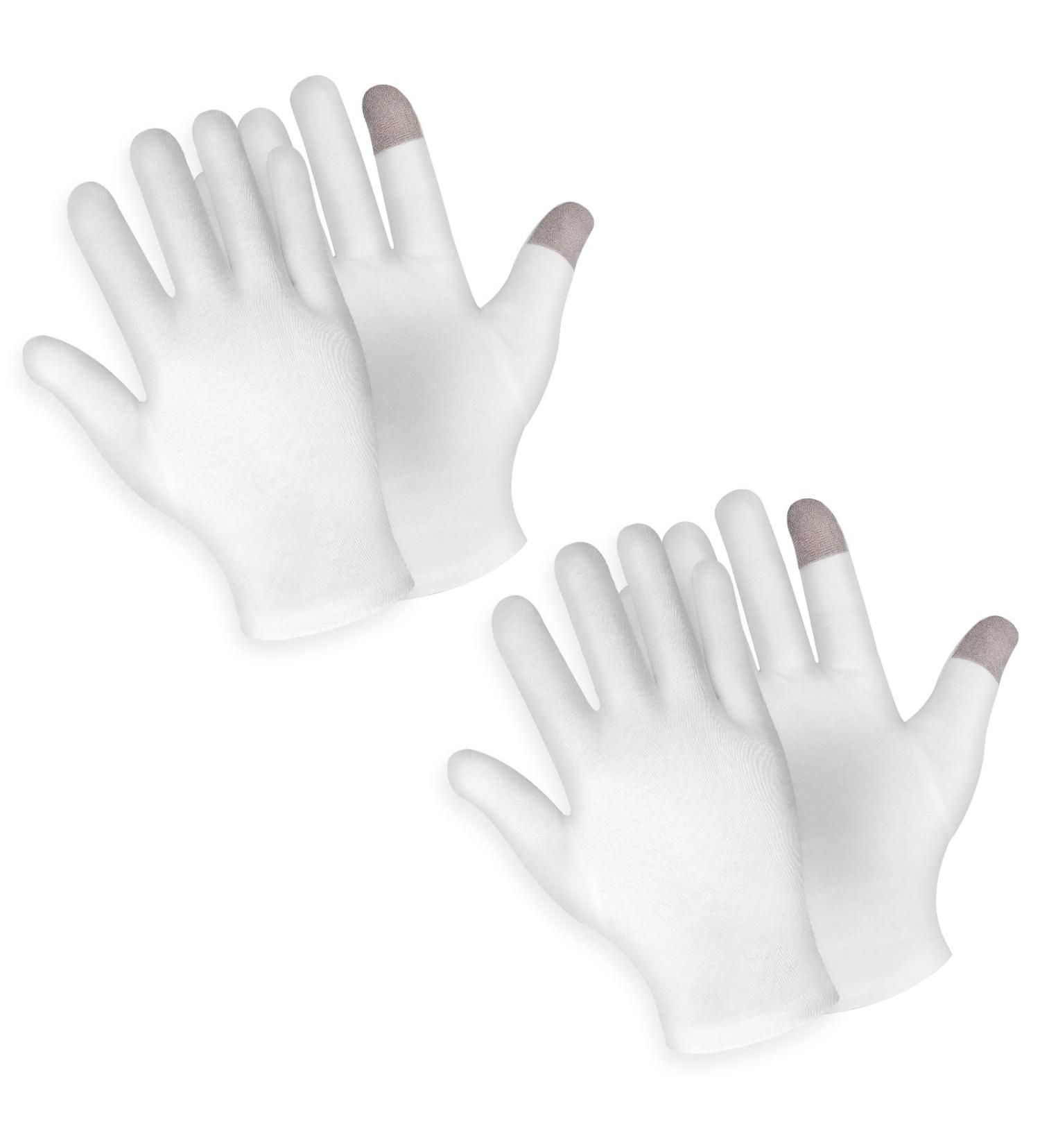 Sibba 2 Pairs White Cotton Moisturizing Gloves for Overnight Bedtime Hand Spa Treatment - Heal Eczema, Repair Dry Chapped Skin - Buy Online on GoSupps.com