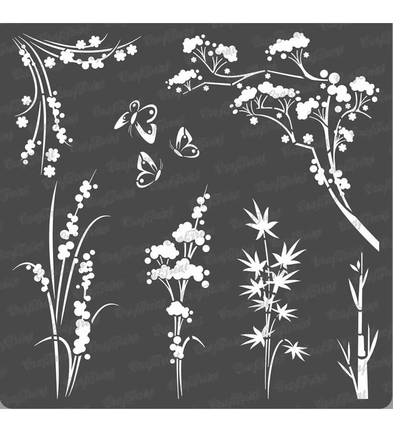 CrafTreat Wildflower Stencils - 6x6 Inches - Reusable DIY Art and Craft Stencils for Painting Flowers on Wood, Canvas, Paper, Fabric, Floor, Wall, and Tile - Buy Online on GoSupps.com