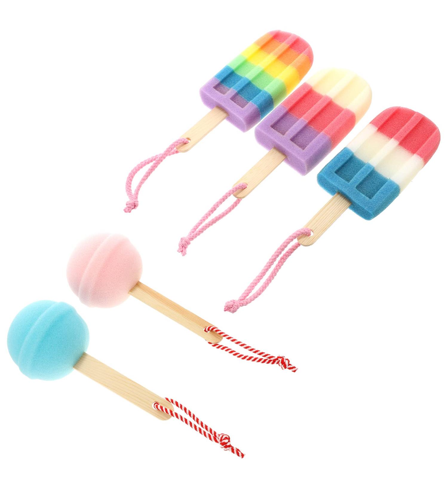 Healifty 5Pcs Lollipops Bath Sponge Set - Child Shower Pouf Loofah Mesh Brush | Cute Body Scrubber - Random Color - Buy Online on GoSupps.com