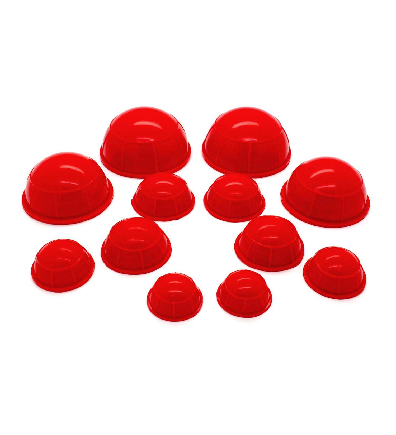 Silicone cupping heads cupping set 12 pieces with different diameters (red)