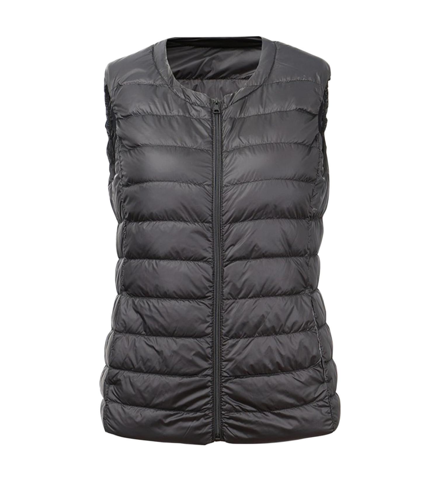 oelaio Womens Puffer Vest Stand Collar Zip Up Sleeveless Quilted Jackets Plus Size Lightweight Slim Fit Gilet Coat Pocket Black - Buy Online on GoSupps.com