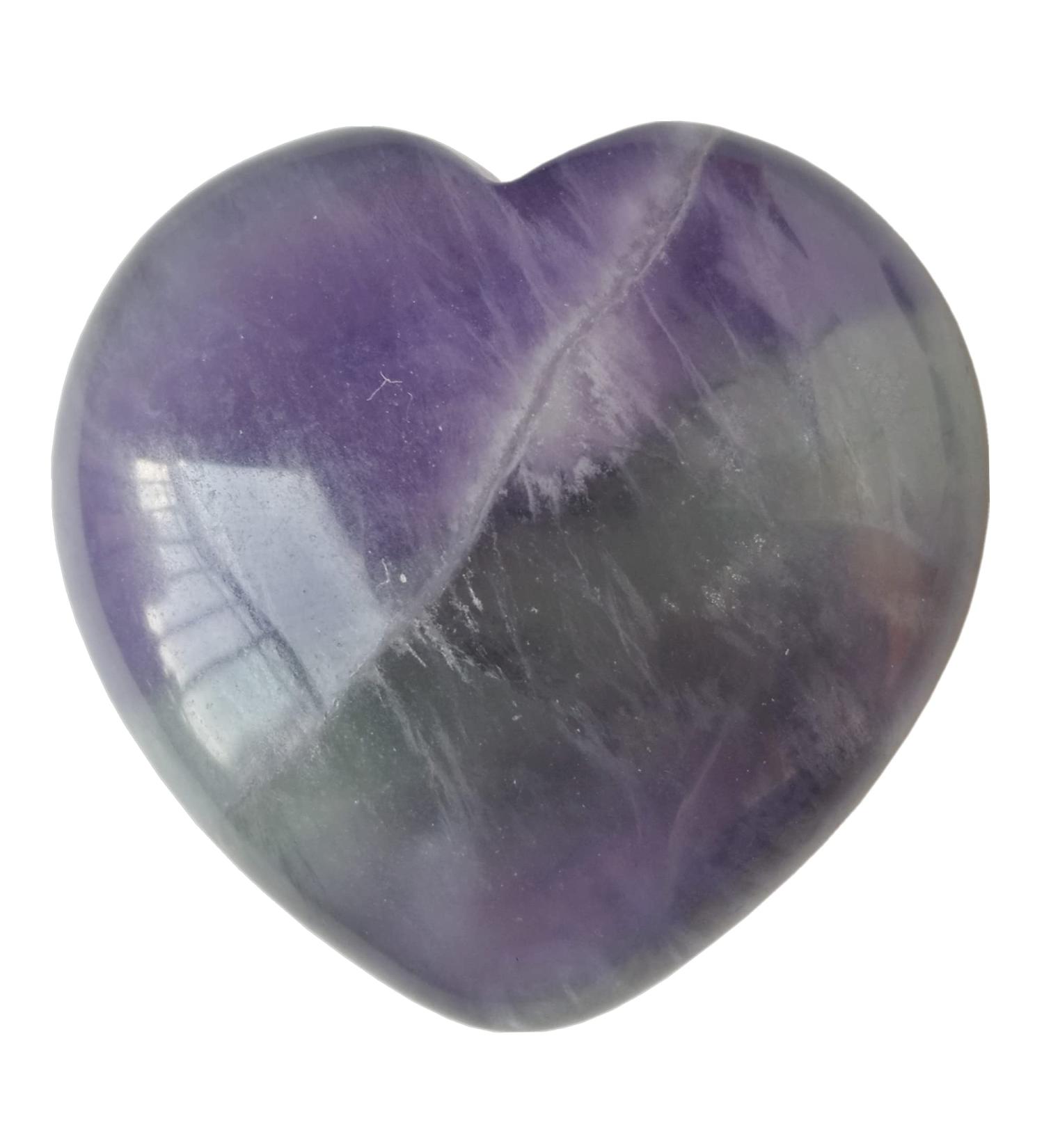 Manekieko Natural Fluorite Palm Worry Heart Stone - 40mm Healing Crystal for Love & Balance - Buy Online on GoSupps.com