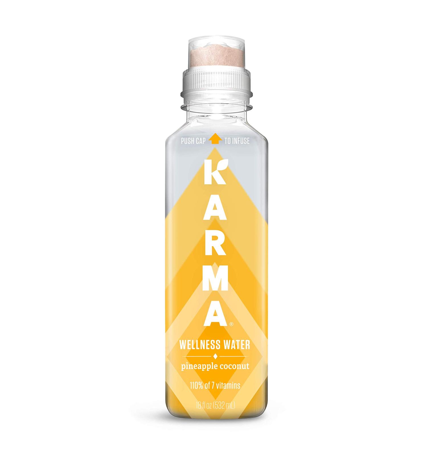 Karma Wellness Pineapple Coconut Flavored Vitamin Water - 216 Fl Oz (Pack of 12) | Green Tea, Magnesium, Antioxidants | Low Calorie Hydration - Buy Online on GoSupps.com