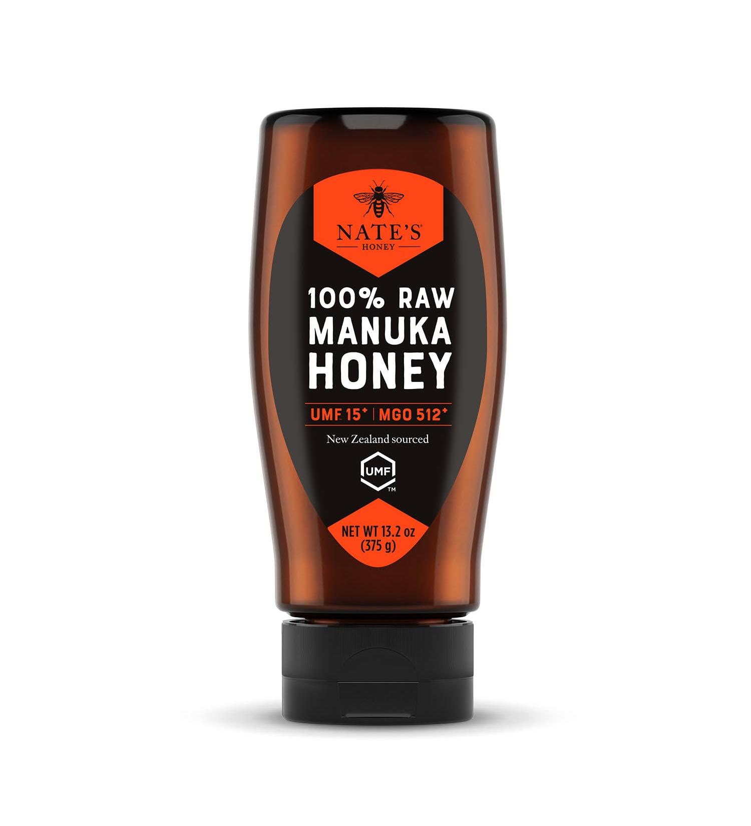 Nate's Raw Manuka Honey New Zealand MGO 512+ | Certifi UMF 15+ | Bouteille souple de 374 2 g MGO 512+ | Certifi UMF 15+ 13.2 ml (Lot de 1) - Buy Online on GoSupps.com