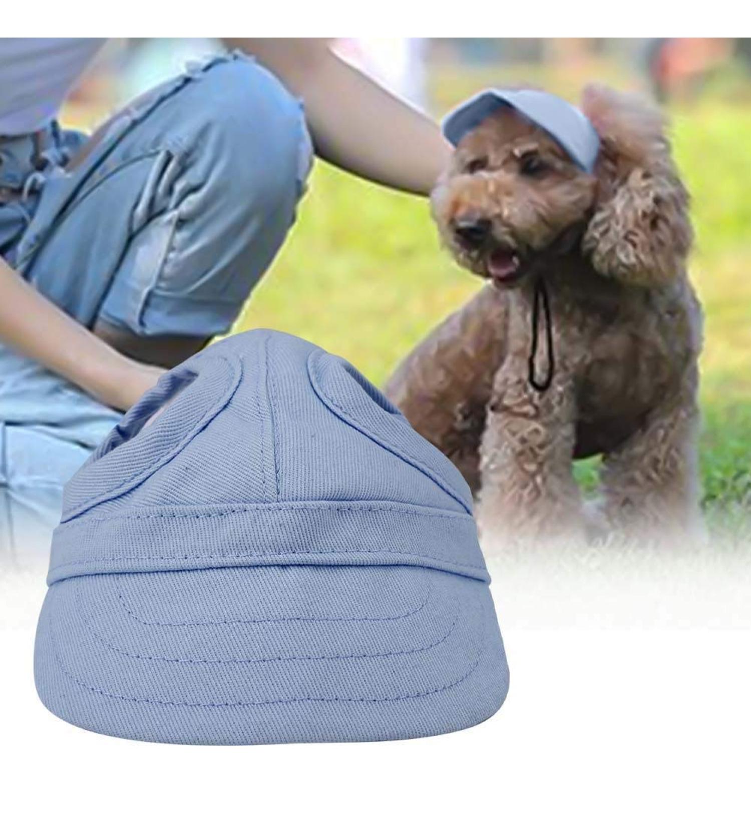 Psop Adjustable Dog Baseball Cap - Summer Travel Hat with Ear Holes for Pets - S-Blue Striped Sun Hat - Buy Online on GoSupps.com