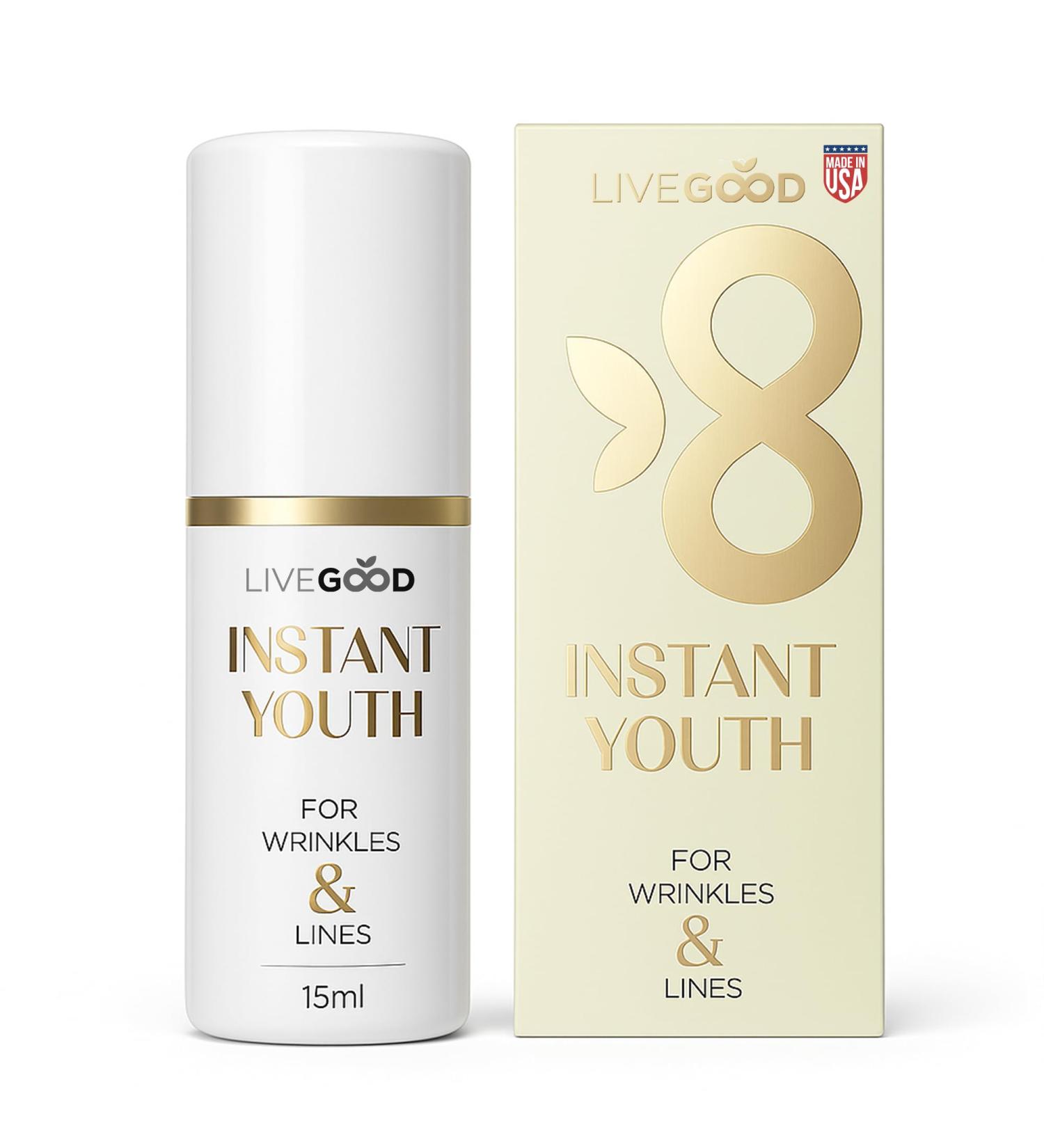LIVEGOOD Instant Youth Wrinkle Reducer Face and Eye Smoothing Cream for Fine Lines and Puffiness Fast-Absorbing Silicate Formula for Temporary Firming and Visible Results in Minutes (30 mL) - Buy Online on GoSupps.com