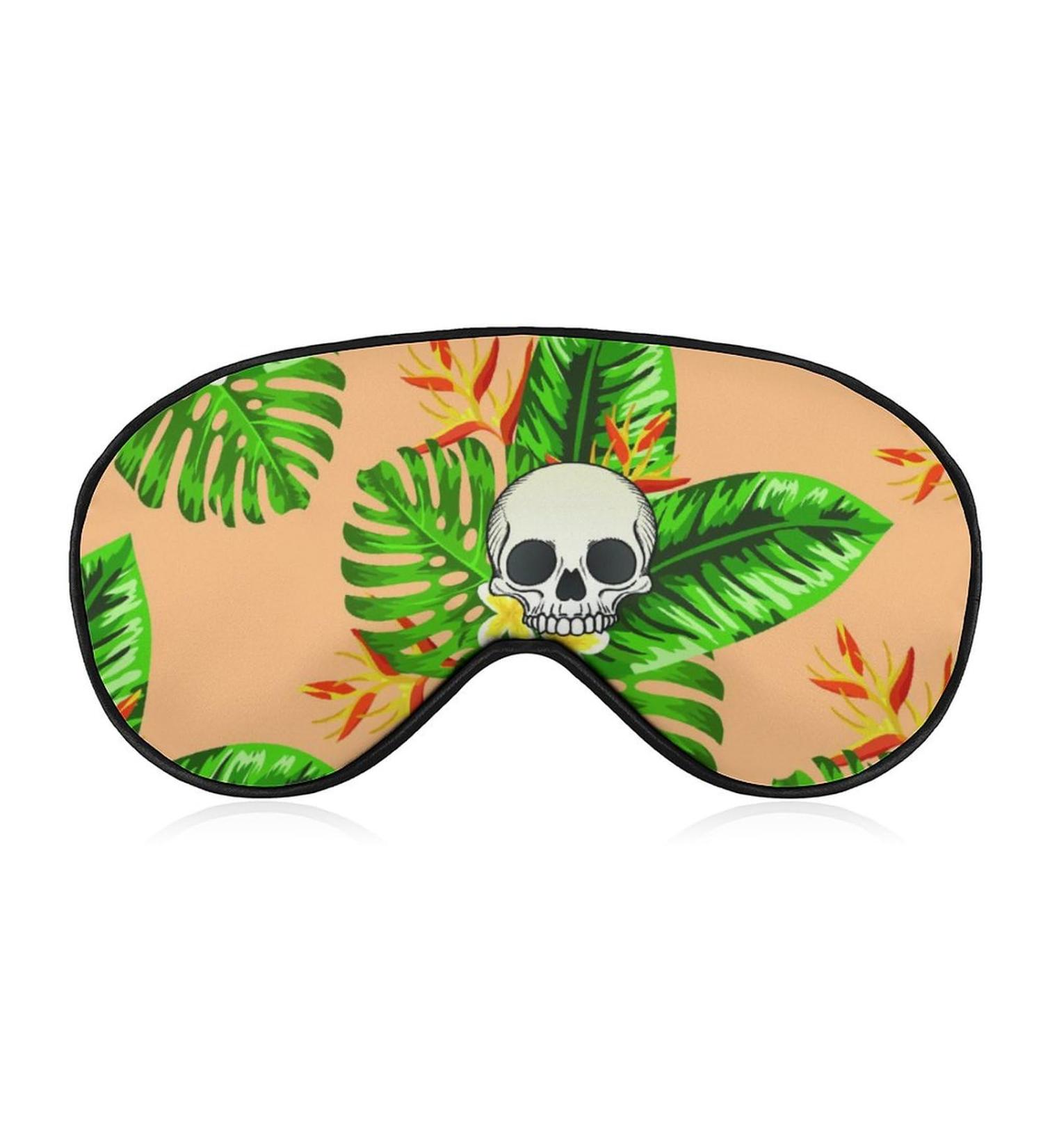 Skull Leaf Pattern Sleep Mask | Adjustable Blindfold for Sleeping | Blocks Light for Night Travel | Men and Women - Buy Online on GoSupps.com