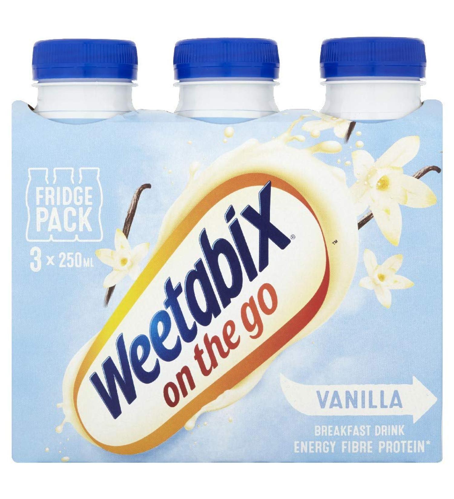 Weetabix On the Go Breakfast Drink Vanilla 3 x 250ml - Natural Vanilla Flavor - Pack of 1 - Buy Online on GoSupps.com