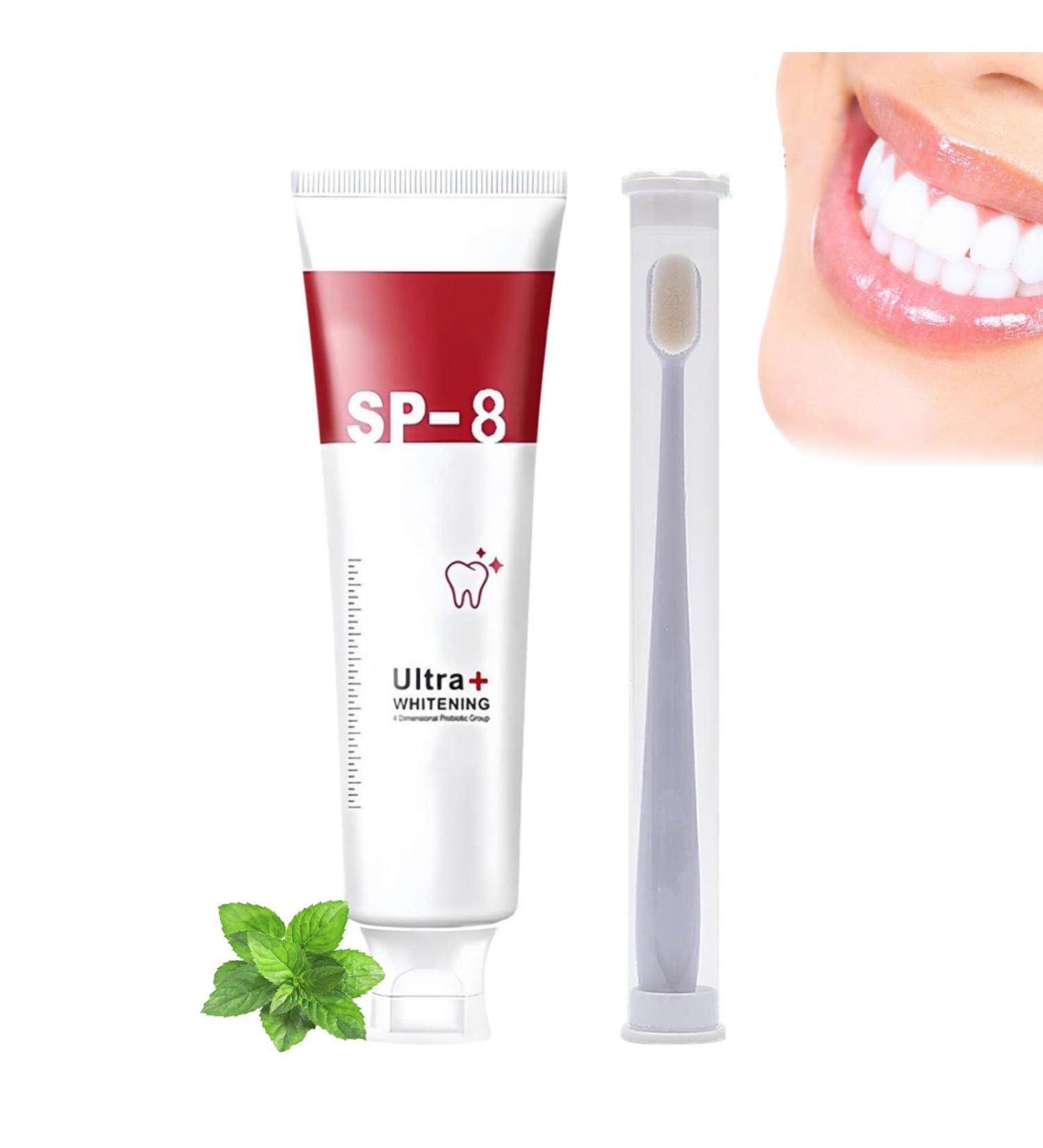 Sp-8 Whitening Toothpaste Sp-8 Niacinamide Intensive Whitening Toothpaste Sp-8 Probiotic Toothpaste Sp-8 Probiotic Toothpaste Sp-8 Teeth Whitening Toothpaste (White toothbrush+toothpaste x1 M) - Buy Online on GoSupps.com