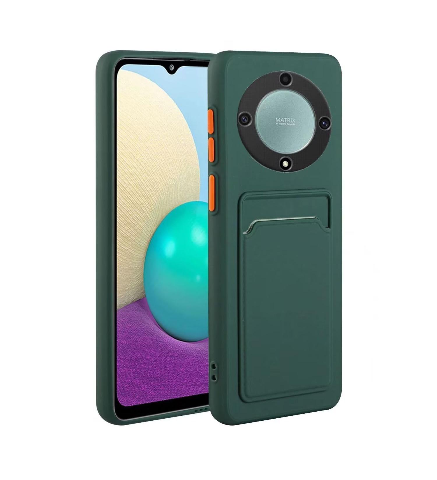 Buy Tivenfezk Nadoli Ultra Thin Silicone Case for Honor Magic 5 Lite 5G - Shockproof Scratch-Resistant Wallet Cover with Credit Card Holder - Dark Green - Buy Online on GoSupps.com
