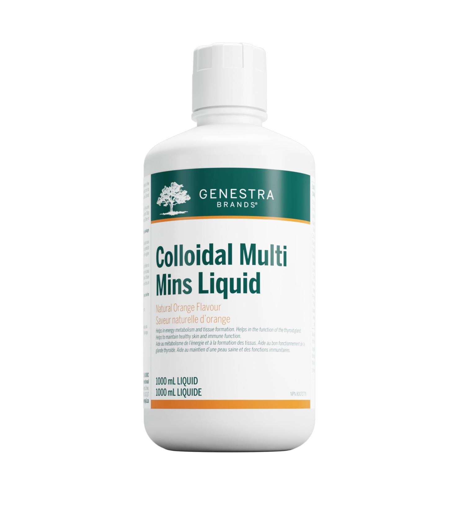 Genestra Brands - Colloidal Multi Mins Liquid - Multi Mineral Formula to Support Good Health and Thyroid Function - 1000 ml Liquid - Natural Orange Flavour - Buy Online on GoSupps.com