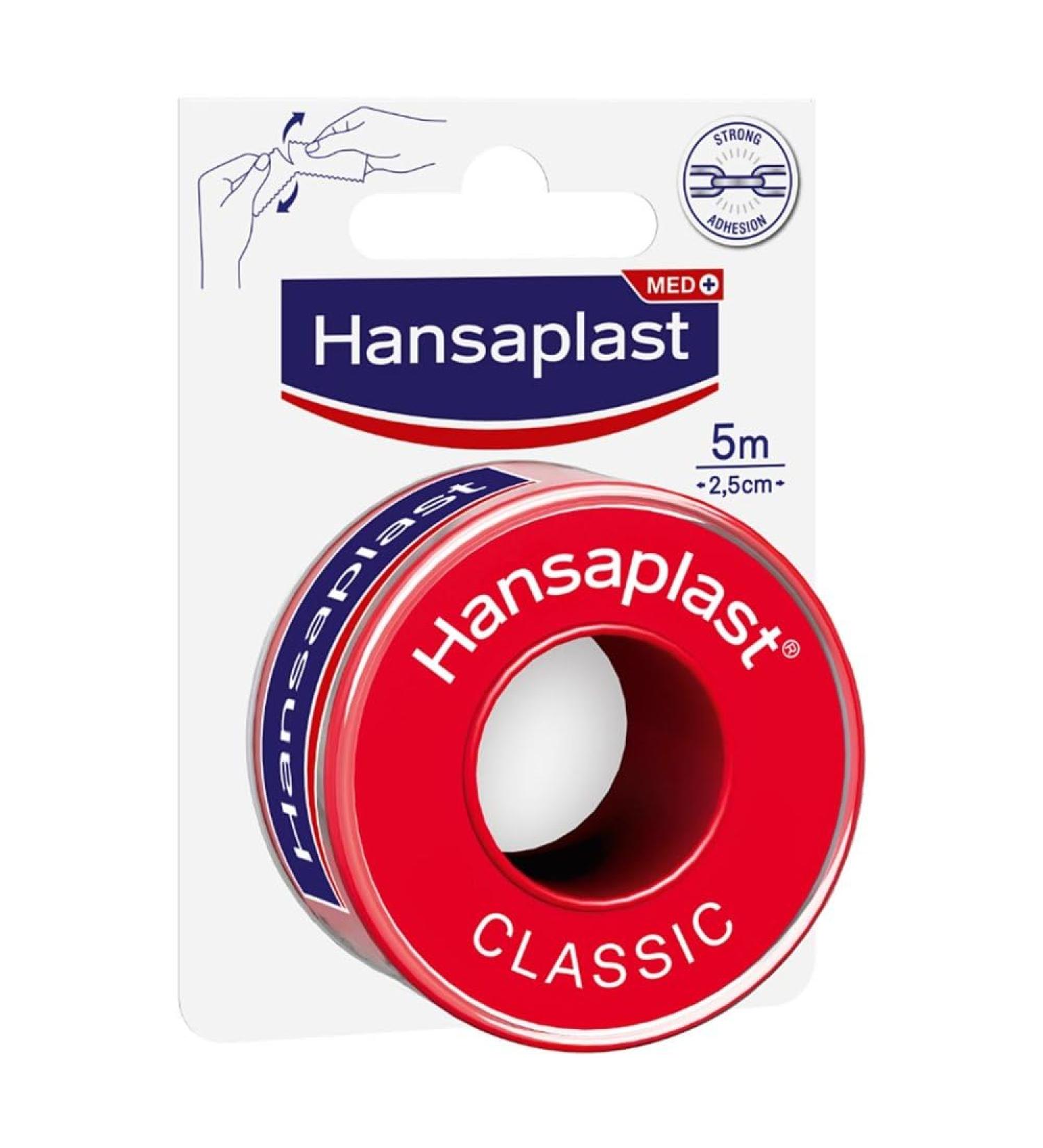 Hansaplast Classic Fixing Plaster 5m x 2.5cm - Strong Adhesive Tape for Secure Wound Bandage Fixation - 1 Pack - Buy Online on GoSupps.com