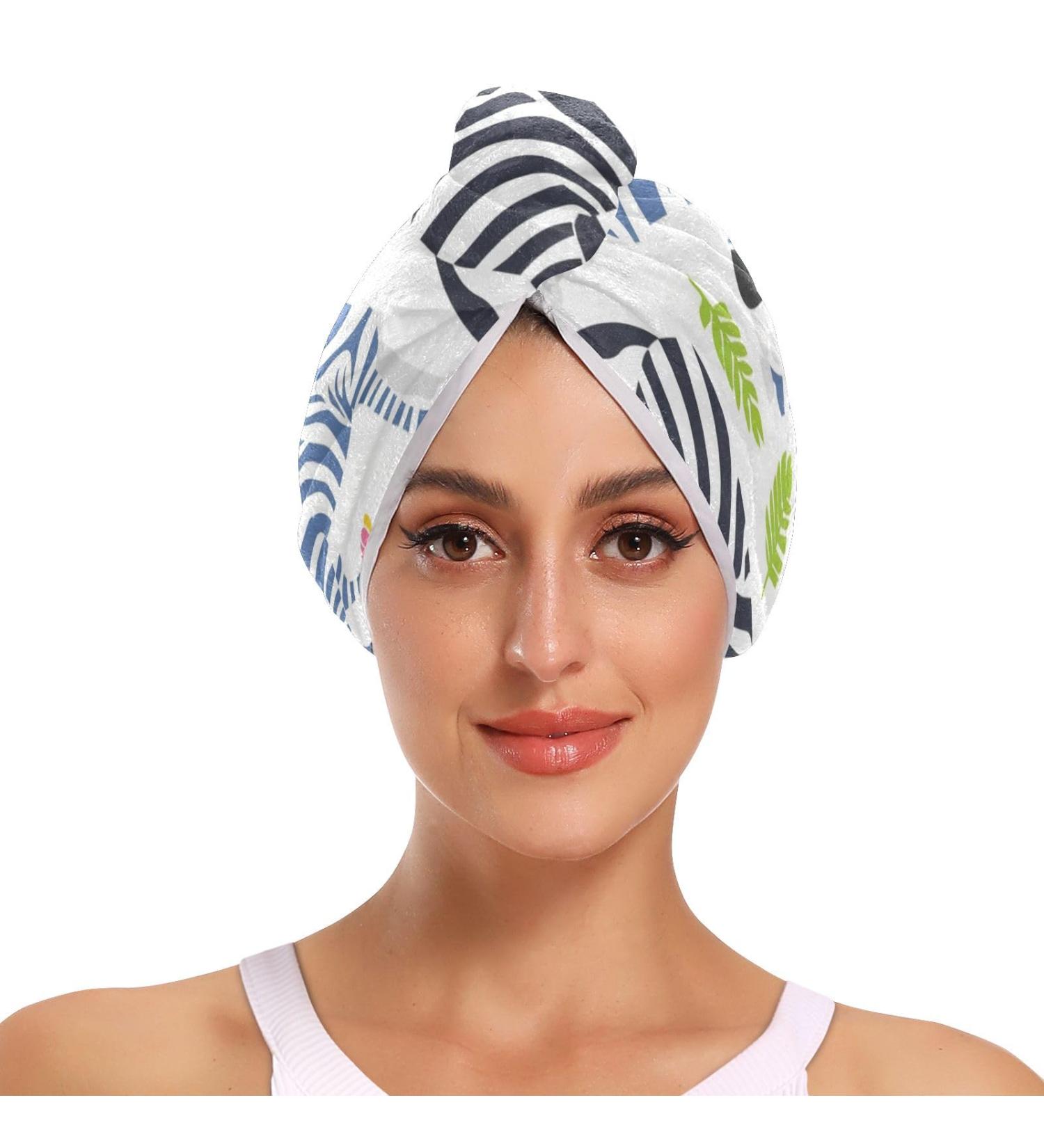 Pink Yellow Black Pintos Hair Towel 2 Pack - Super Absorbent Quick Dry Hair Turbans for Women & Girls - Buy Online on GoSupps.com