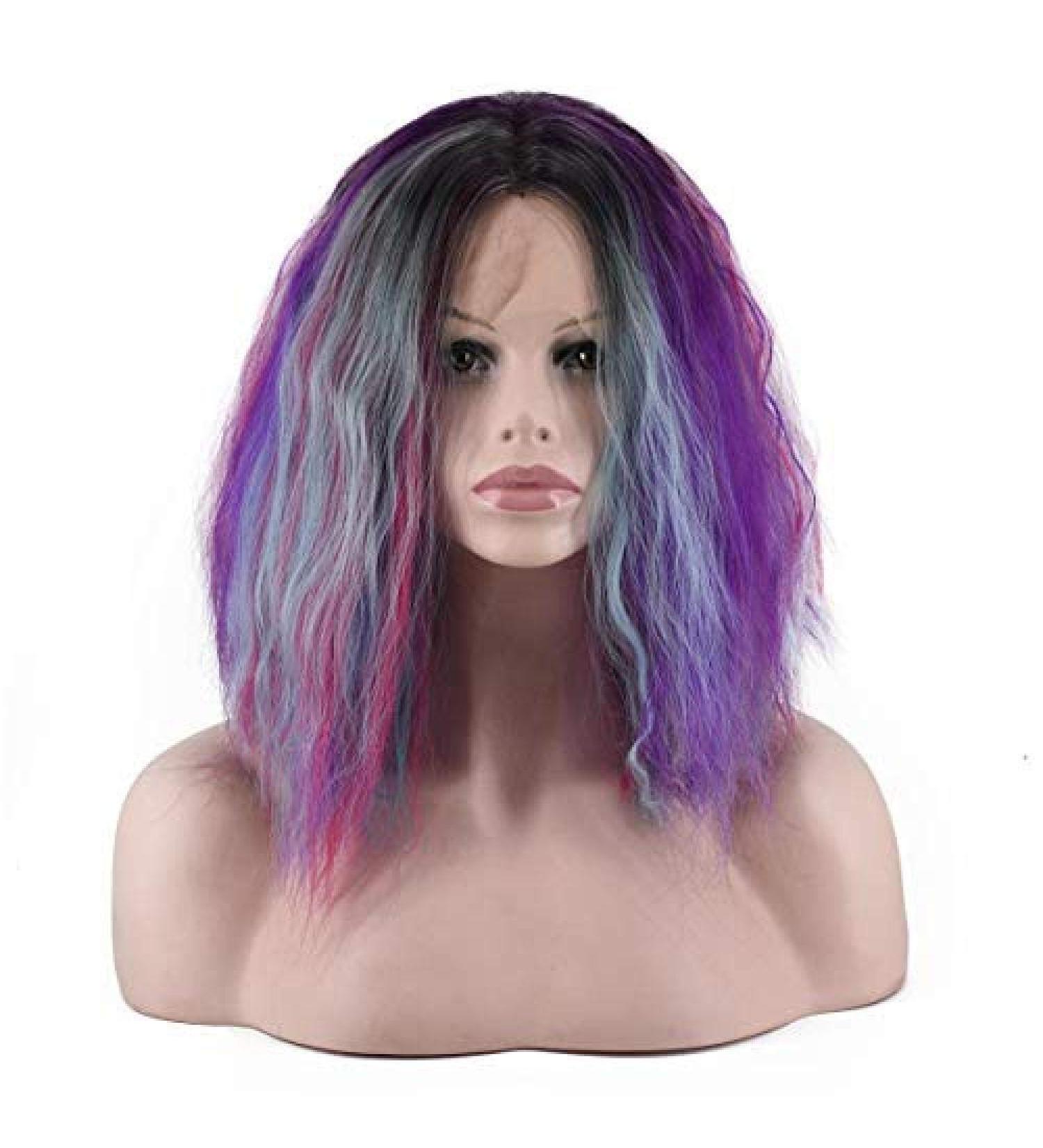 BGHJUE Front Lace Gradient Long Curly Hair Wig - Premium Chemical Fiber for Stylish Looks | International Shipping Available - Buy Online on GoSupps.com